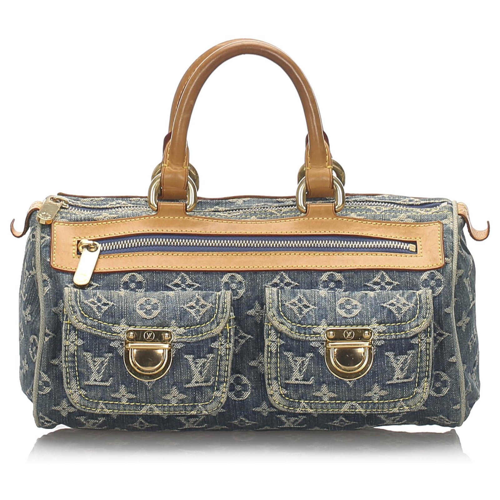 Louis Vuitton Louis Vuitton Blue Monogram Denim Neo Speedy Handbags Leather,Denim,Cloth Brown ...
