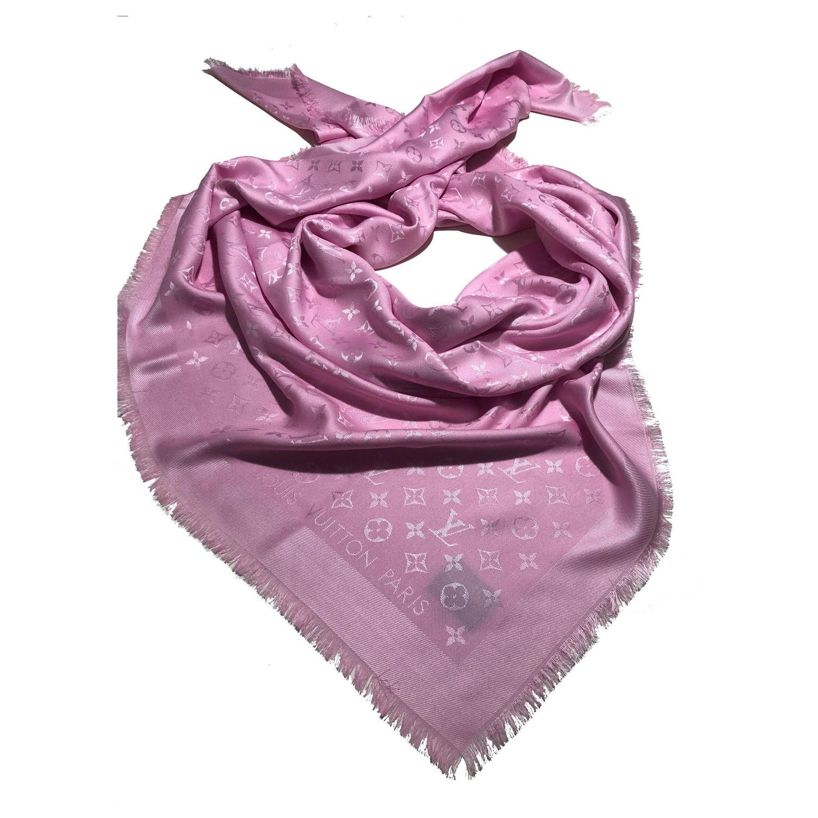 Louis Vuitton pink monogram shawl Silk Wool ref.179267 - Joli Closet
