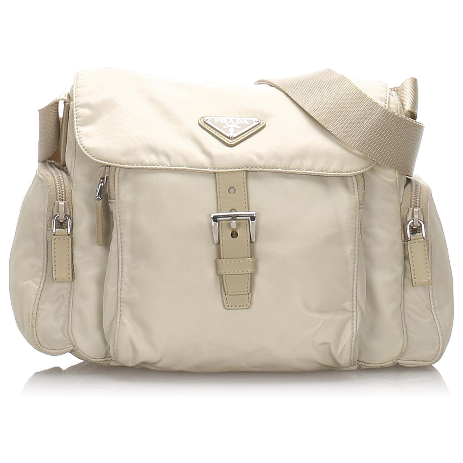Prada Brown Tessuto Crossbody Bag Beige Leather Pony-style calfskin Nylon  Cloth  - Joli Closet