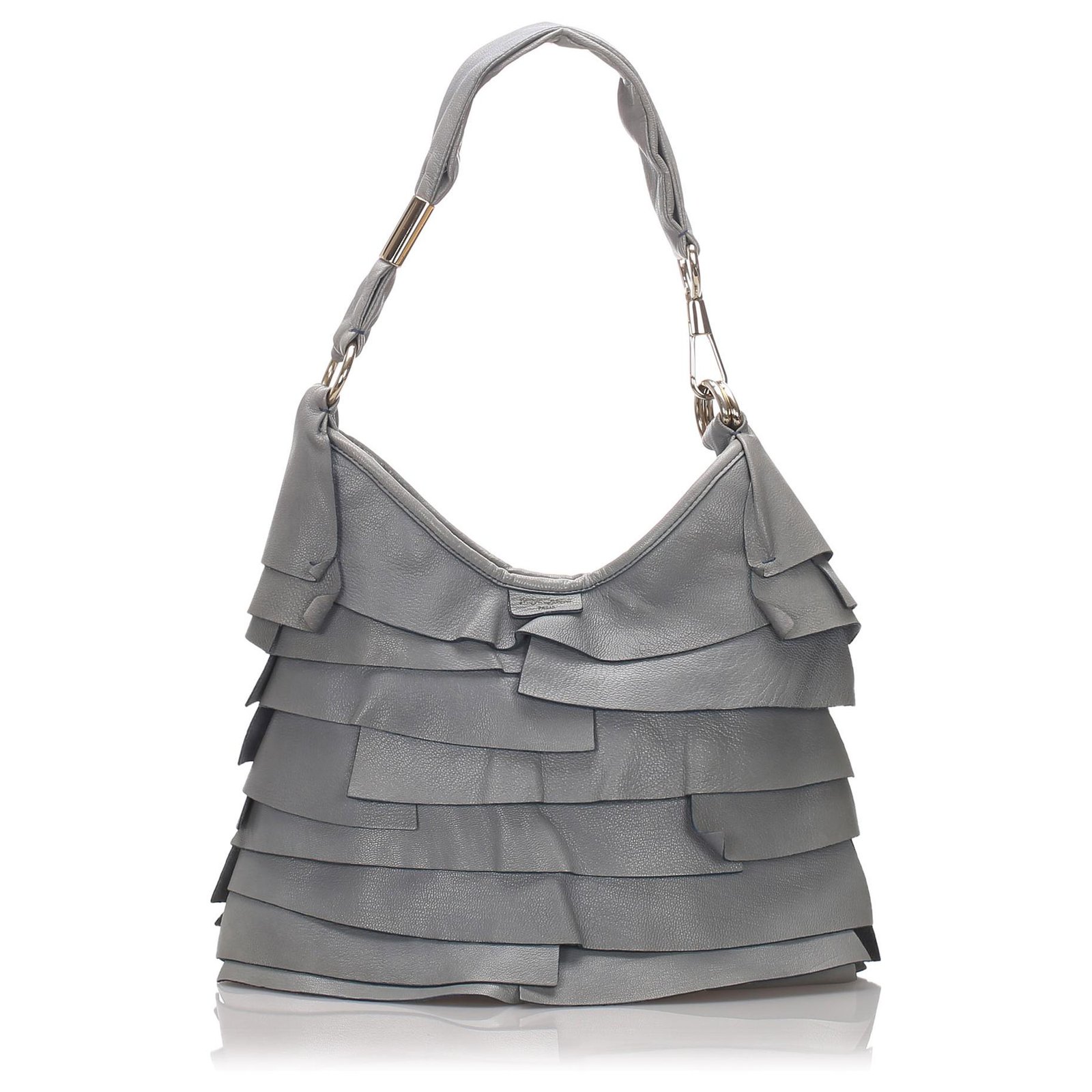 Yves Saint Laurent YSL Gray Leather Saint Tropez Shoulder Bag Grey