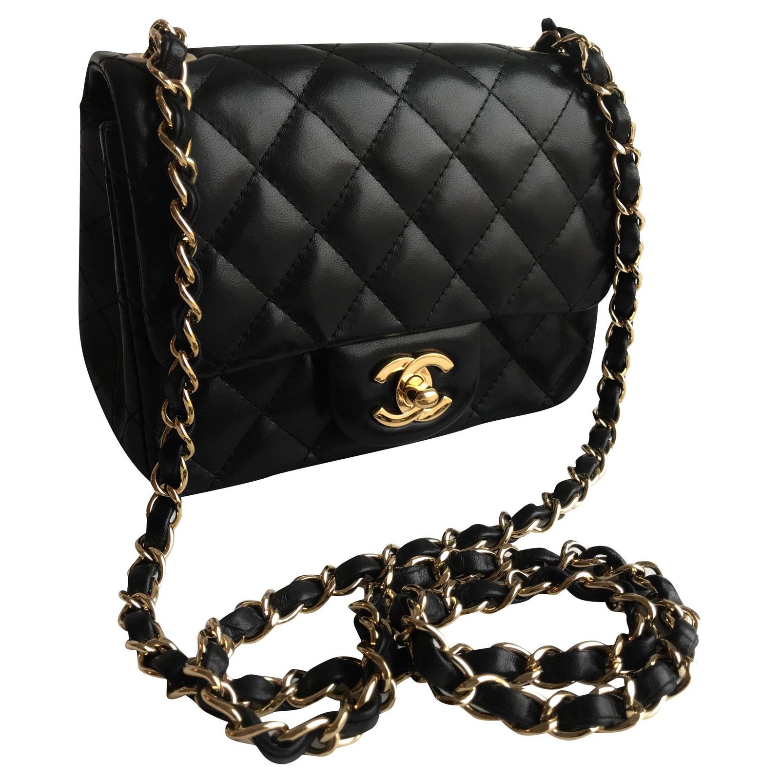 Chanel Timeless square mini flap back Black Leather ref.179692 - Joli Closet
