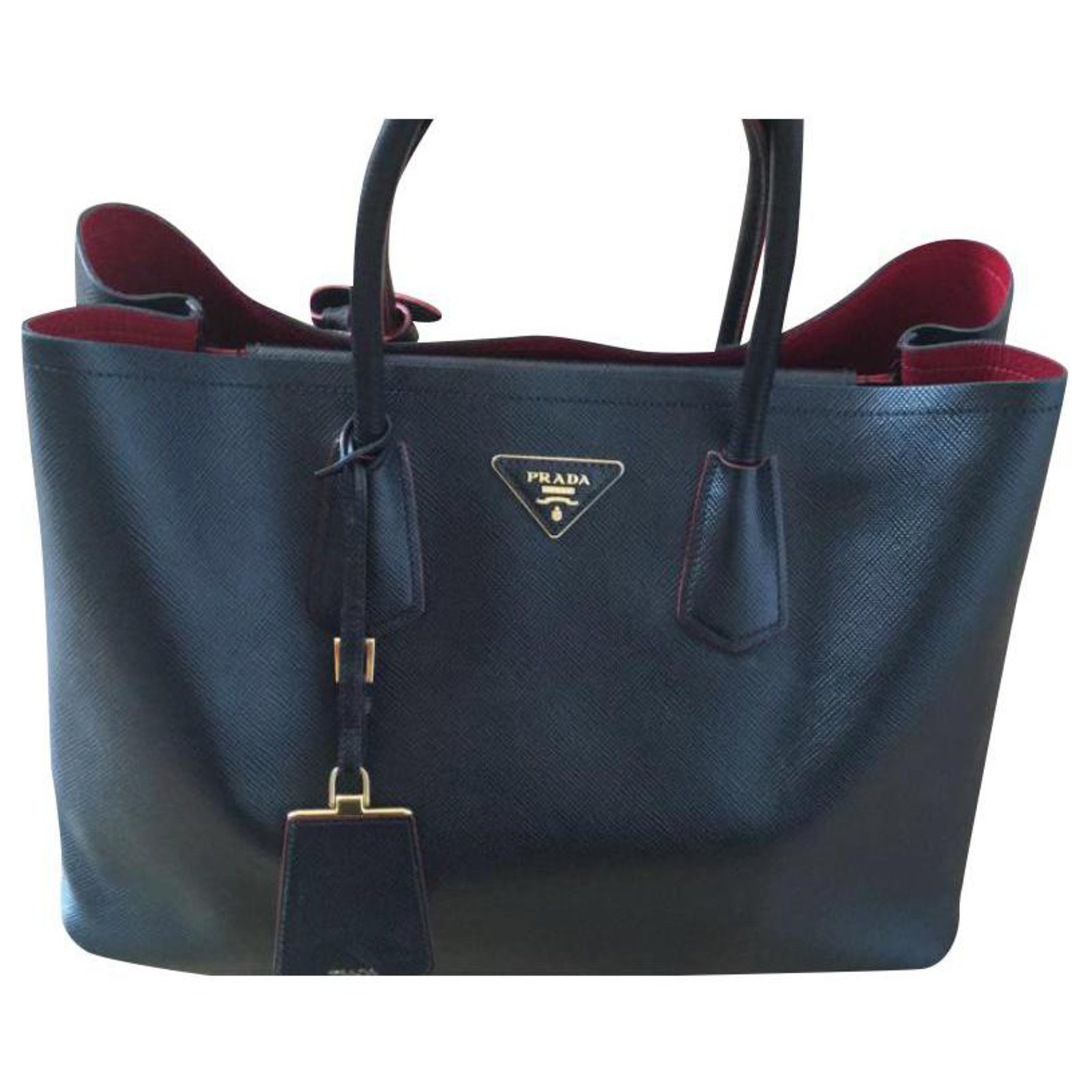 バッグ PRADA CRIMSON STRIPE LEATHER HAND BAG PRADA CRIMSON STRIPE LEATHER HAND BAG