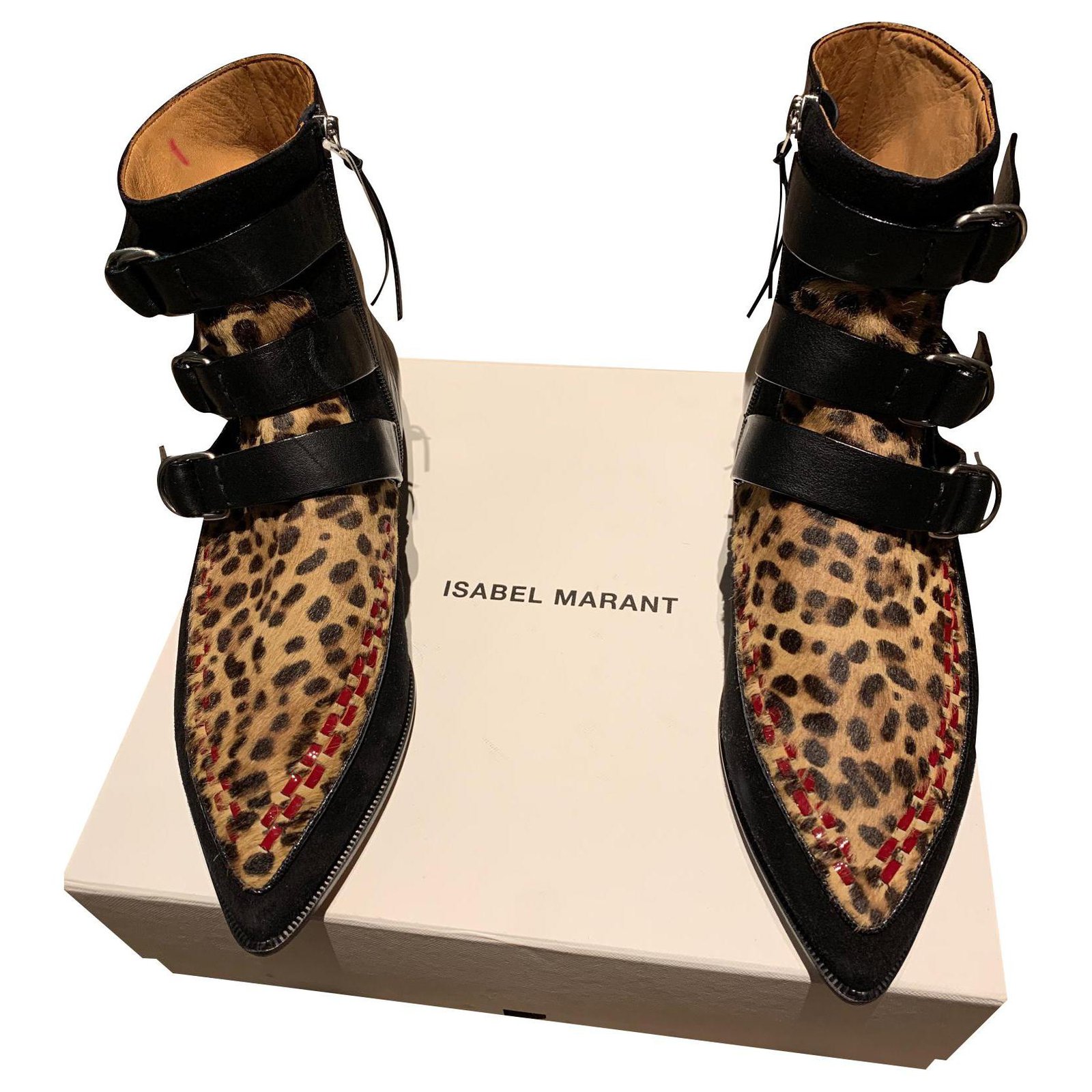 Isabel Marant Ankle Boots Black Leather ref.180431 - Joli