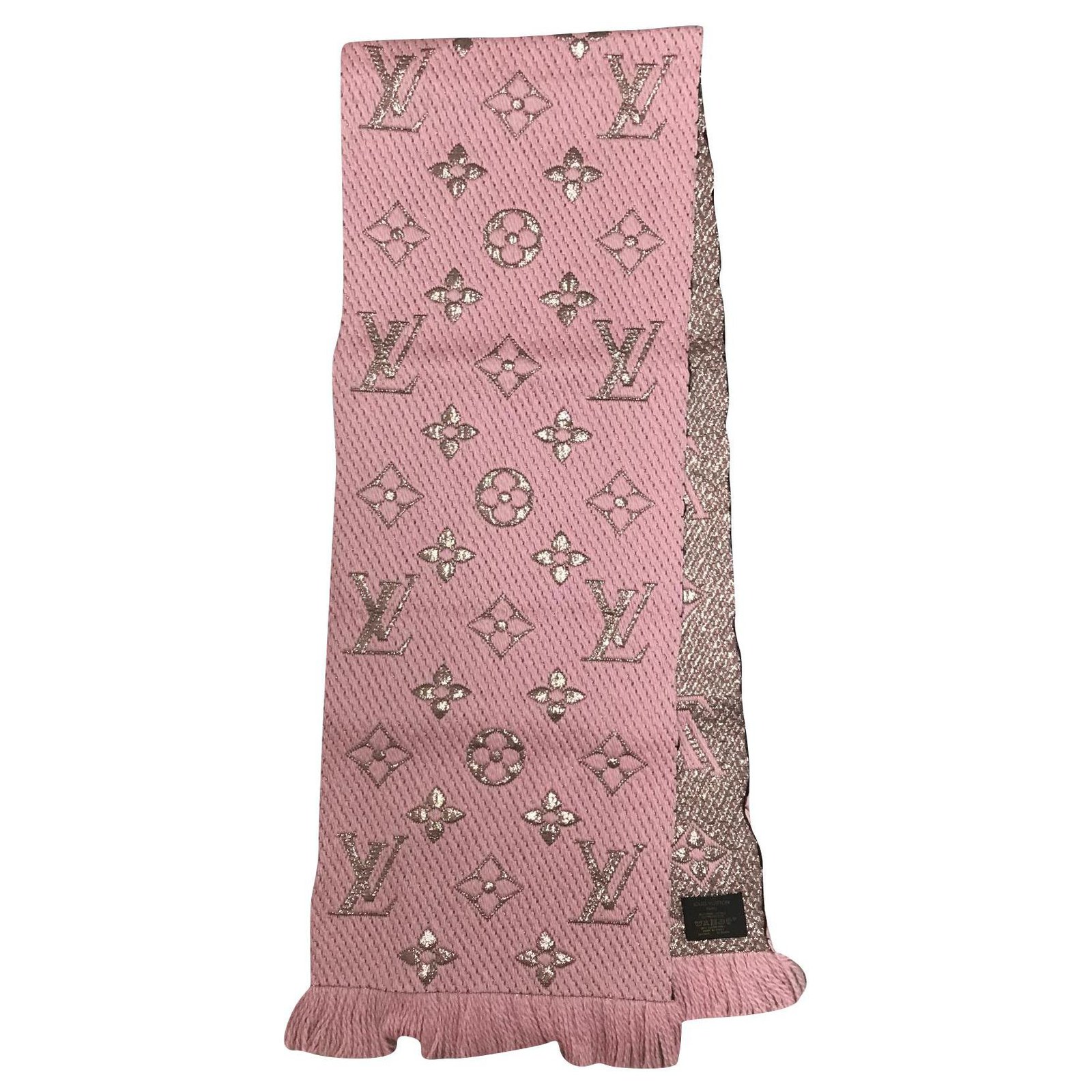 Sciarpa Louis Vuitton Logomania rosa Pink Silk Polyester Wool ref.181355 -  Joli Closet
