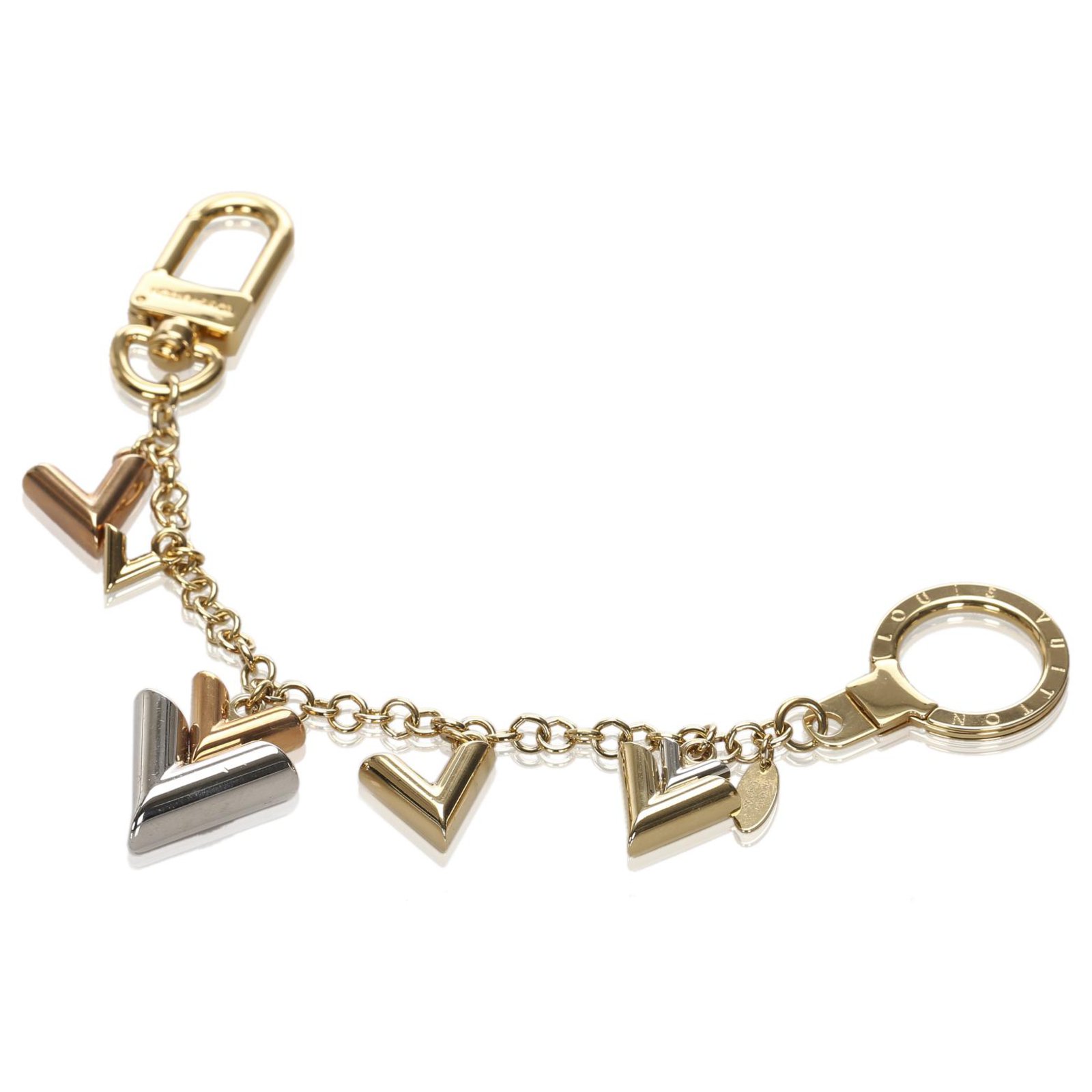 Louis Vuitton Gold Jingle V Chain Bag Charm Silvery Golden Metal