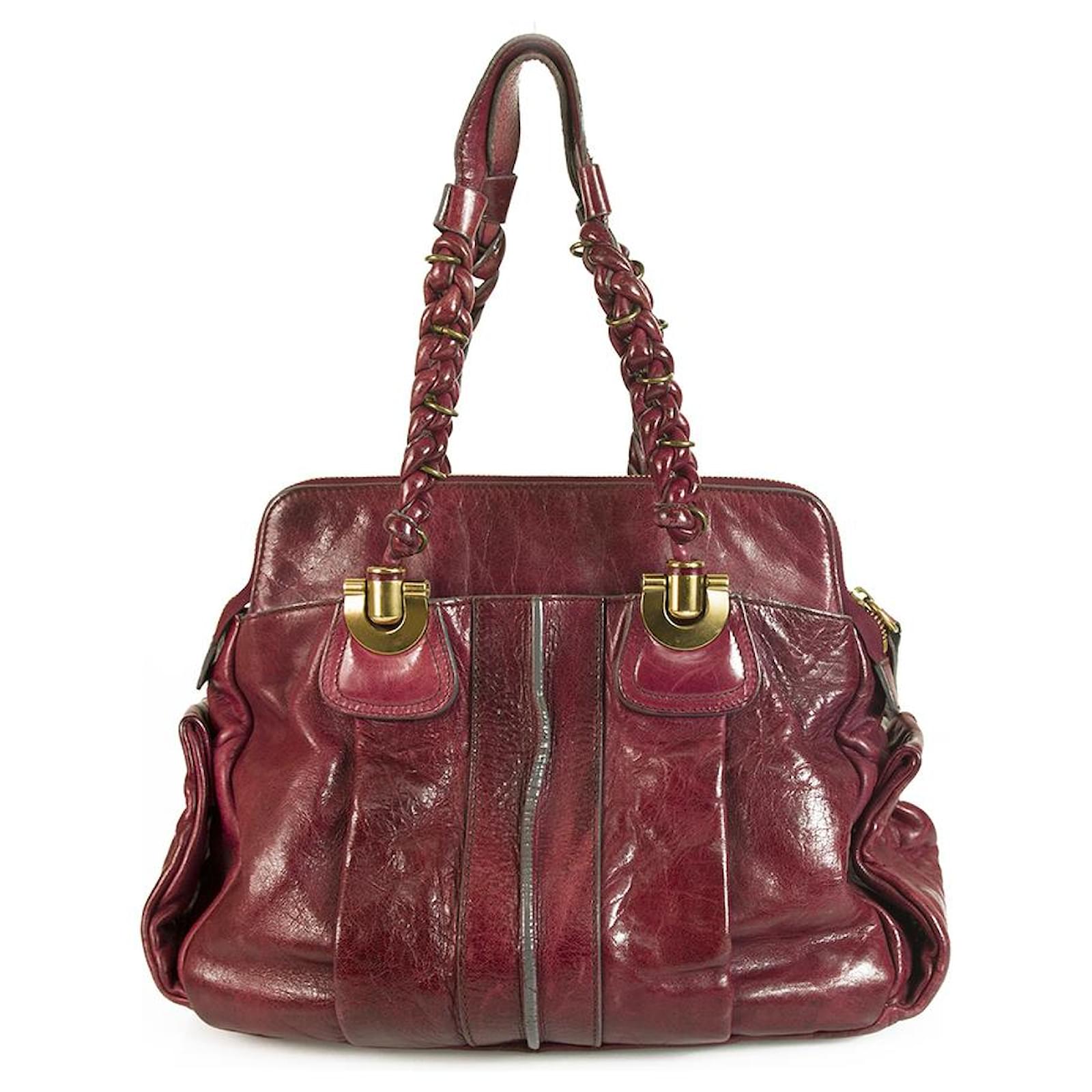 Chloé Chloe Heloise Magenta Leather Satchel Shoulder Bag with