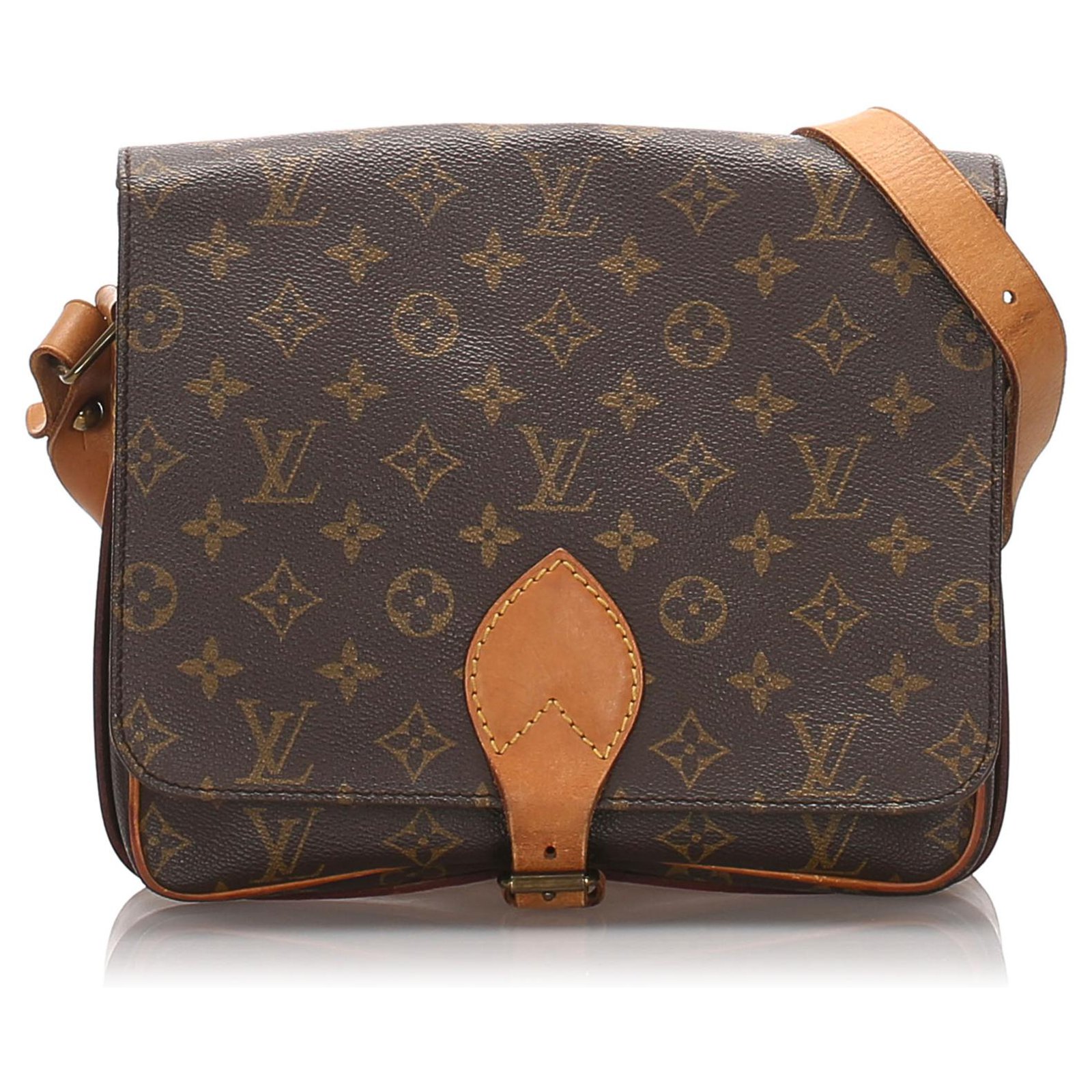 Louis Vuitton Monogram Cartouchiere GM Leather Leather Brown