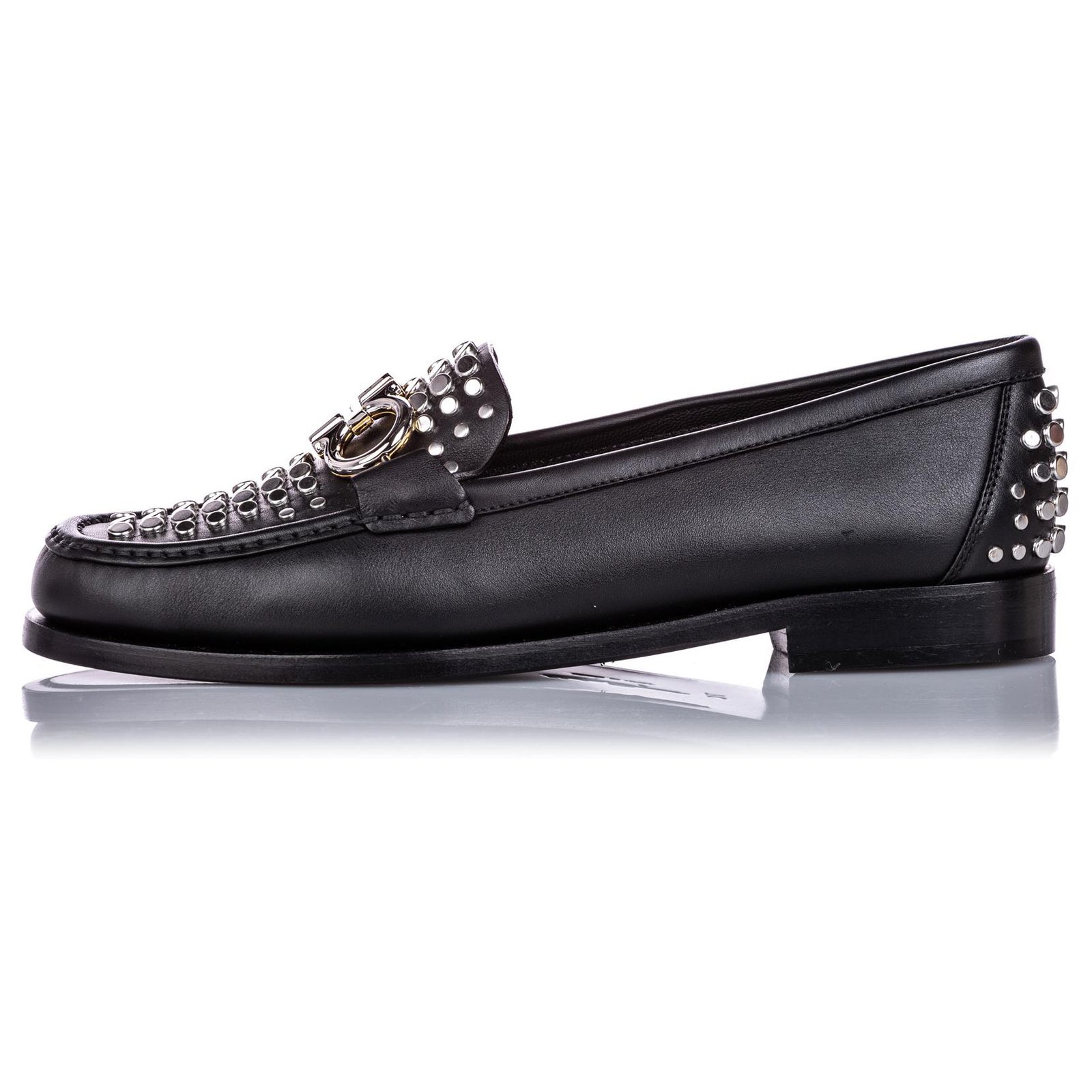 Salvatore Ferragamo Mocassin Gancini clout en cuir noir Ferragamo