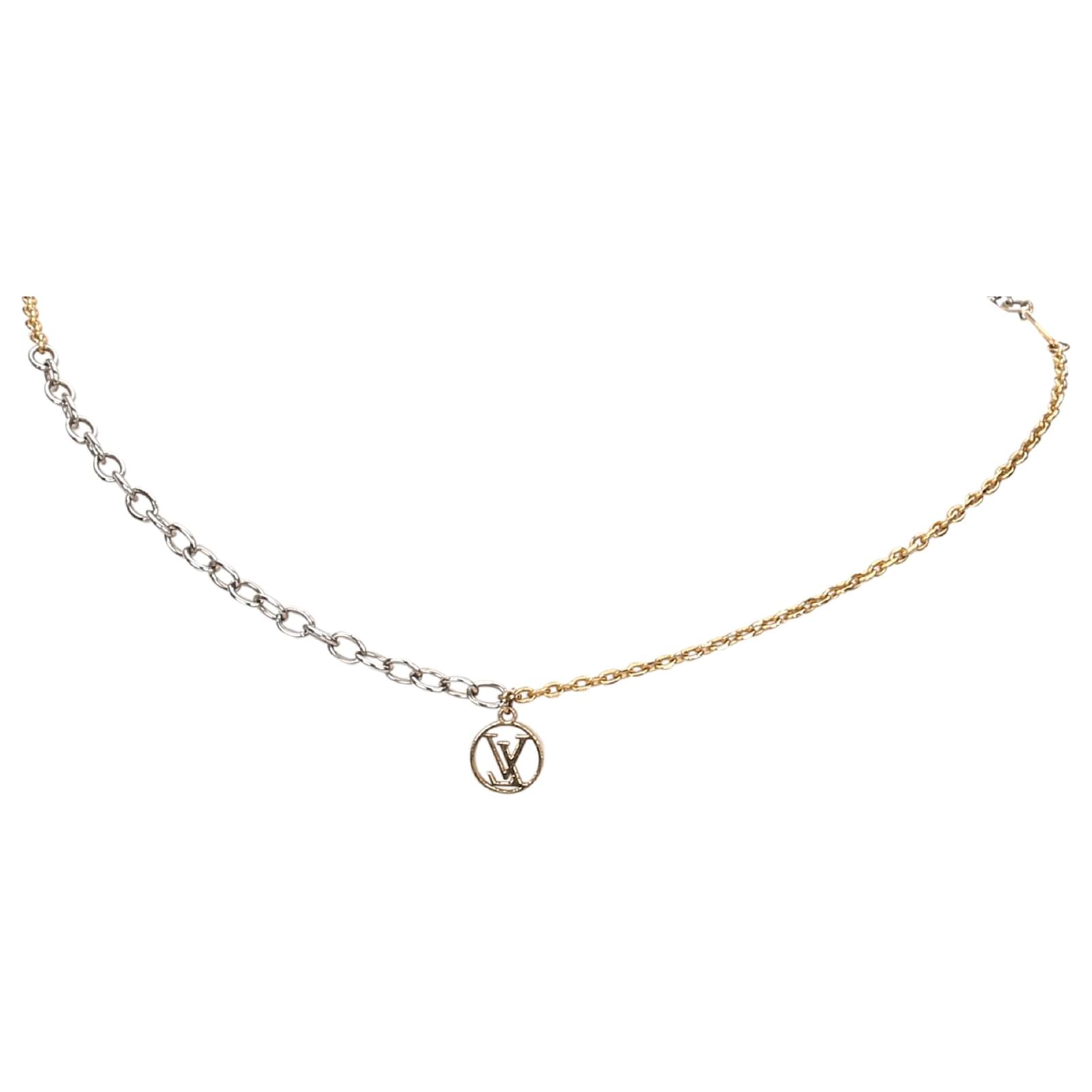 Louis Vuitton Silver Logo Mania Necklace Silvery Golden Metal ref.182401 -  Joli Closet