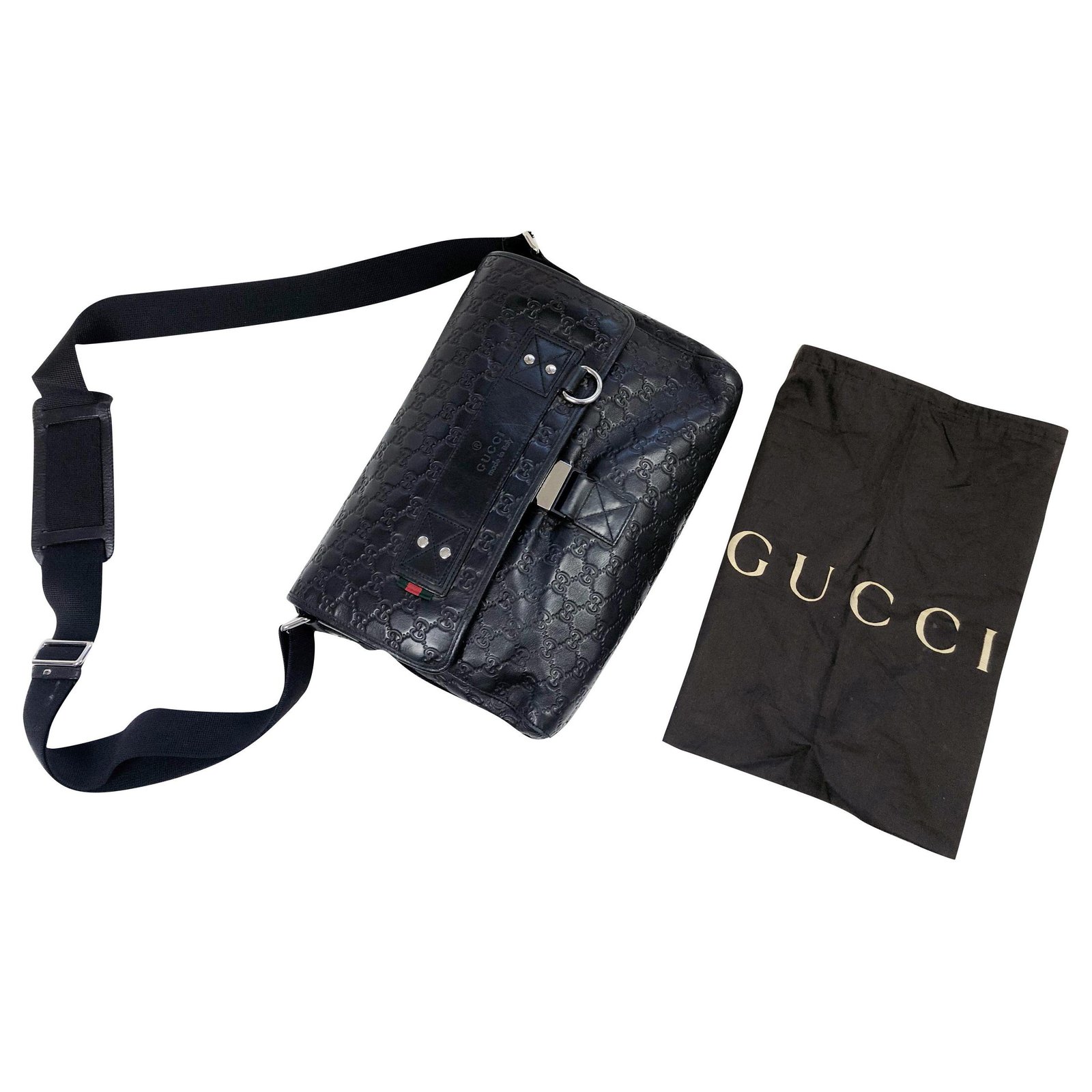 gucci signature leather messenger bag