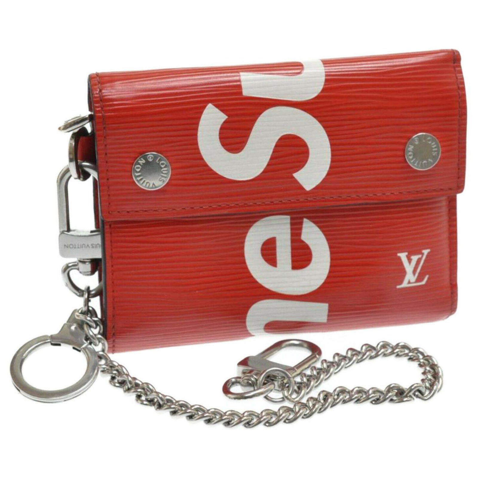 Louis Vuitton X Supreme Red Chain Wallet Epi Leather NEW at