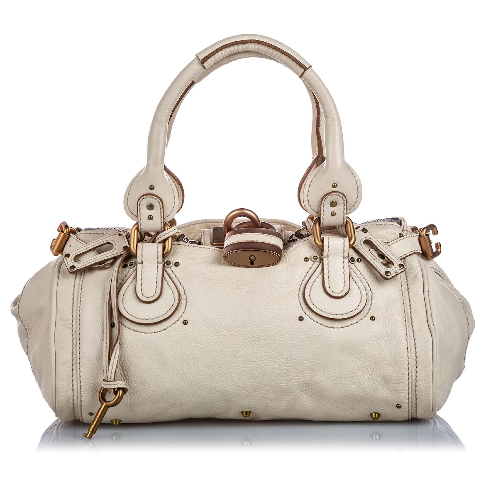 Chloé Bolso de mano Paddington en cuero blanco Chloe Crudo Becerro  ref.182834 - Joli Closet