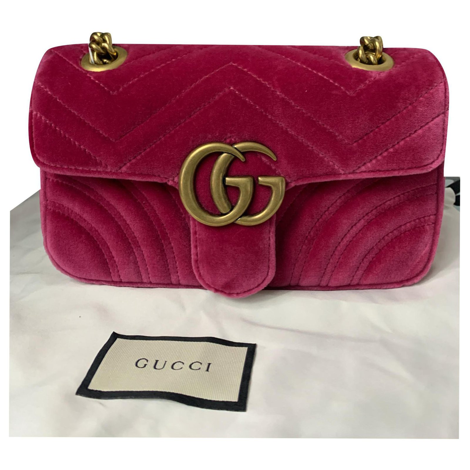 Múltiple Contribución Factibilidad Gucci GG Marmont Matelasse Velvet ini Rosa Terciopelo ref.183345 - Joli  Closet