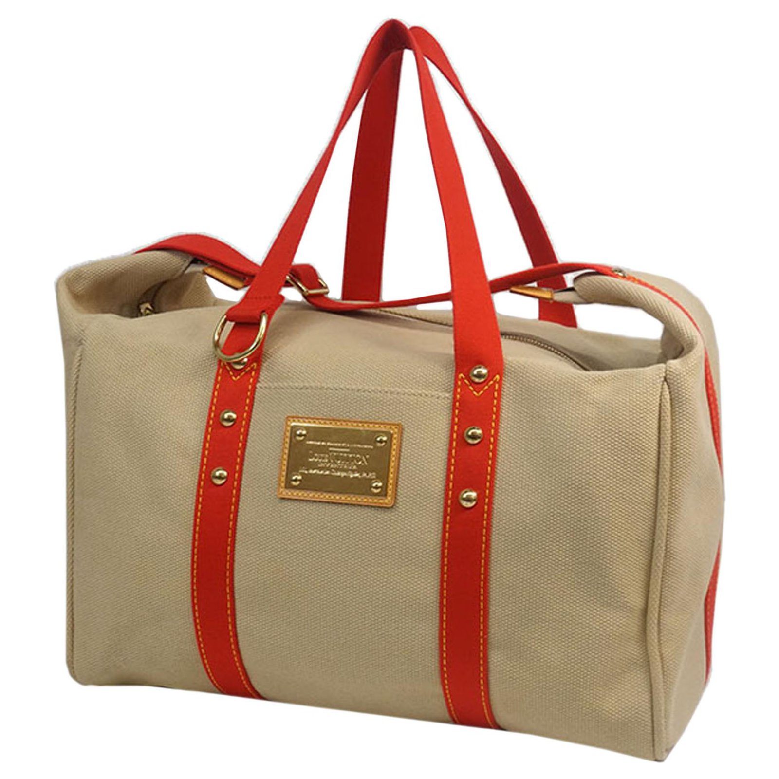 Louis Vuitton Brown Antigua Sac Weekend Red Beige Cloth Cloth ref.338055 -  Joli Closet