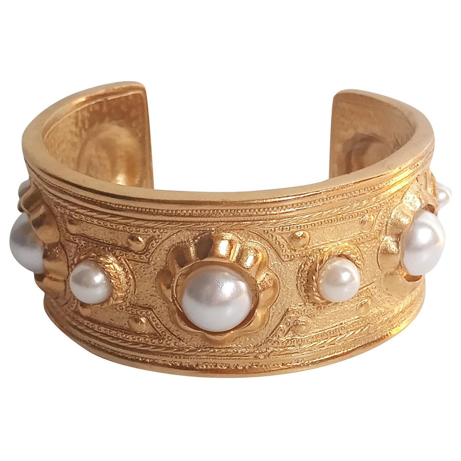 BEN-AMUN-BEN AMUN 24 karat gold plated faux pearl necklace 1647597283428407  | TRENBE