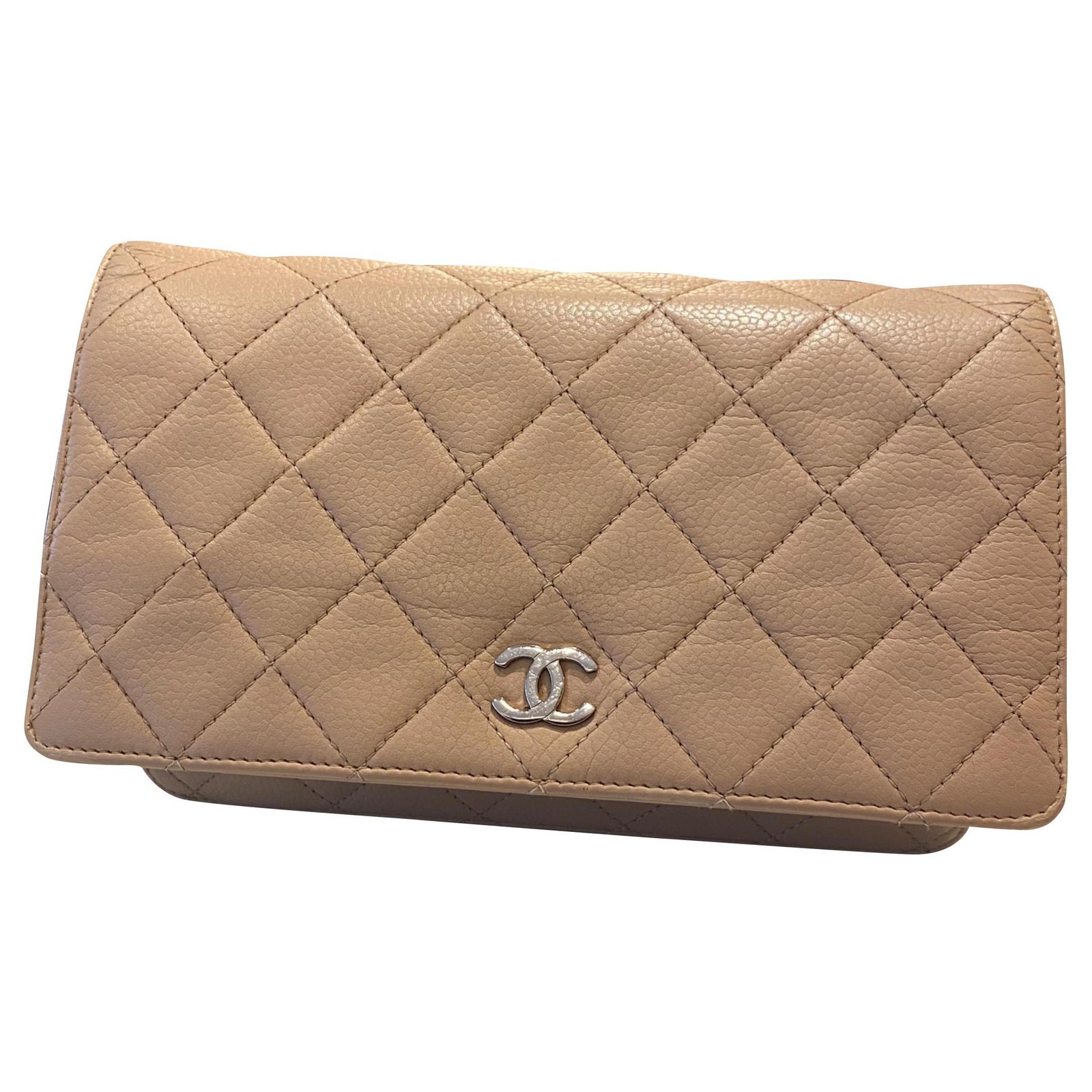 Chanel Classic Wallet on Chain WOC in 22C Bicolor Beige and Black Lambskin  and LGHW