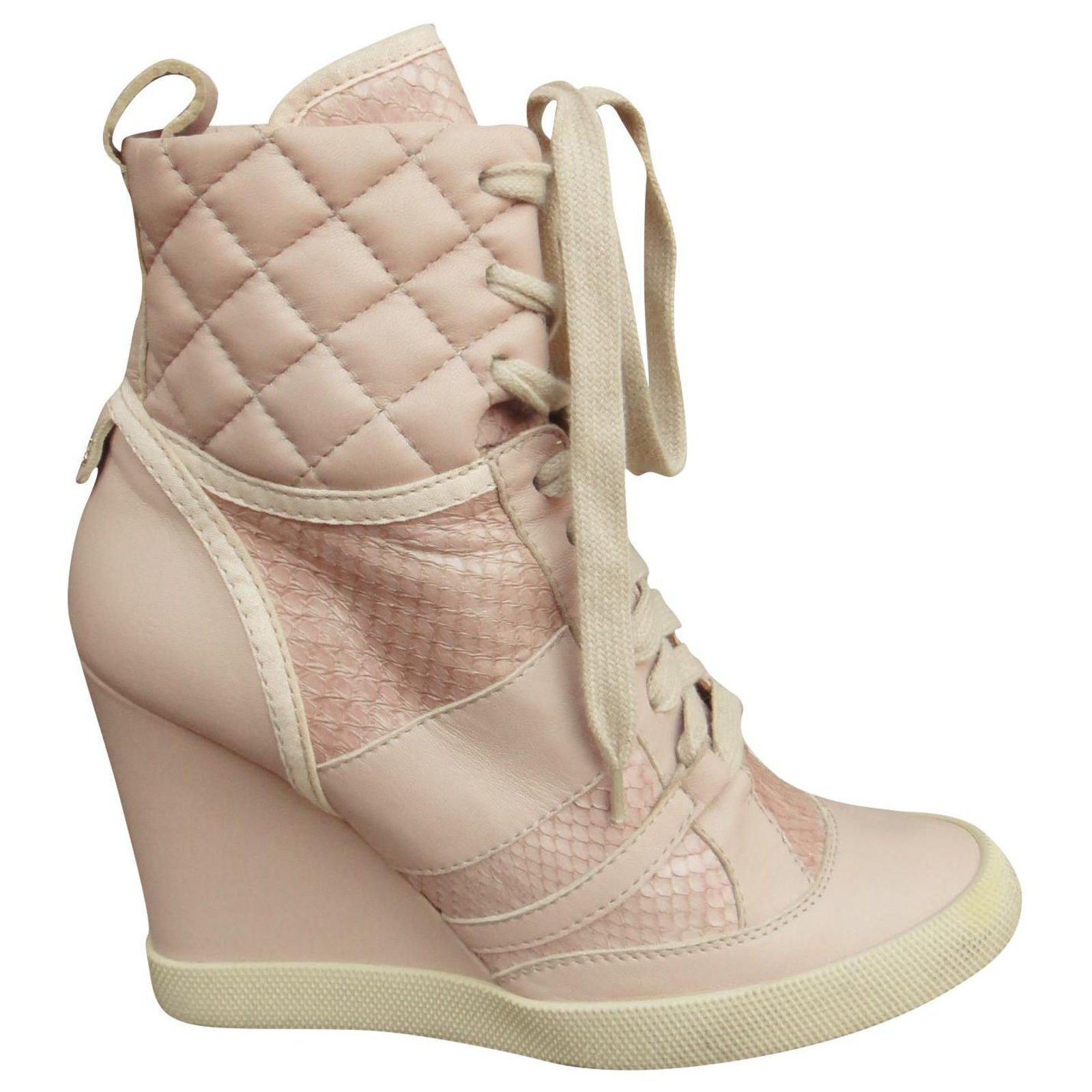 Chloé sneaker 38 in calf leather and python 38 Pink - Joli Closet