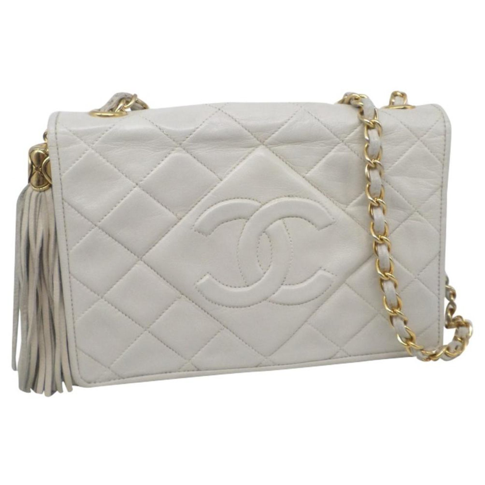 Camera Chanel Handbags White Leather ref.183757 - Joli Closet