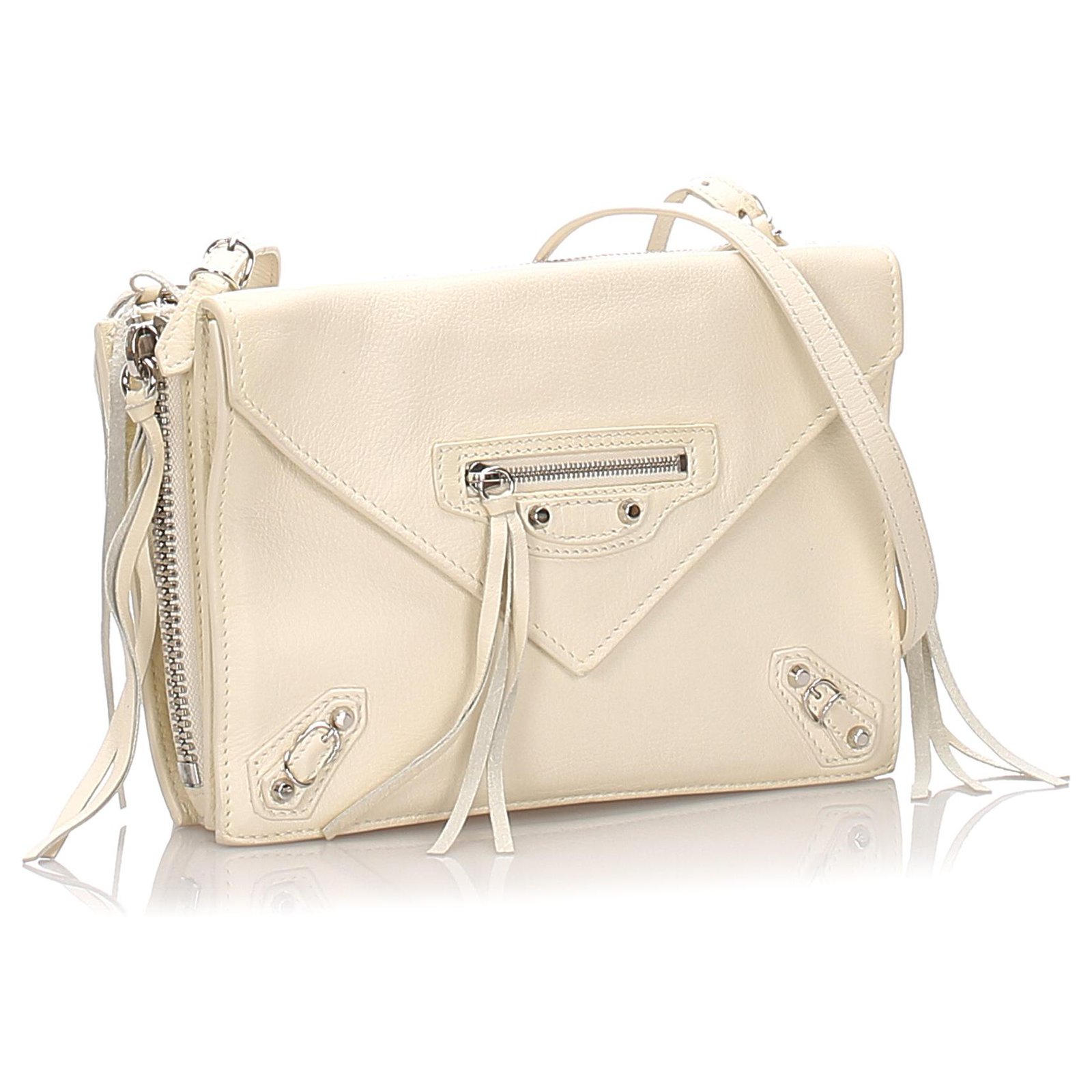 Balenciaga White Papier Envelope Crossbody Bag Leather Pony-style calfskin Joli Closet