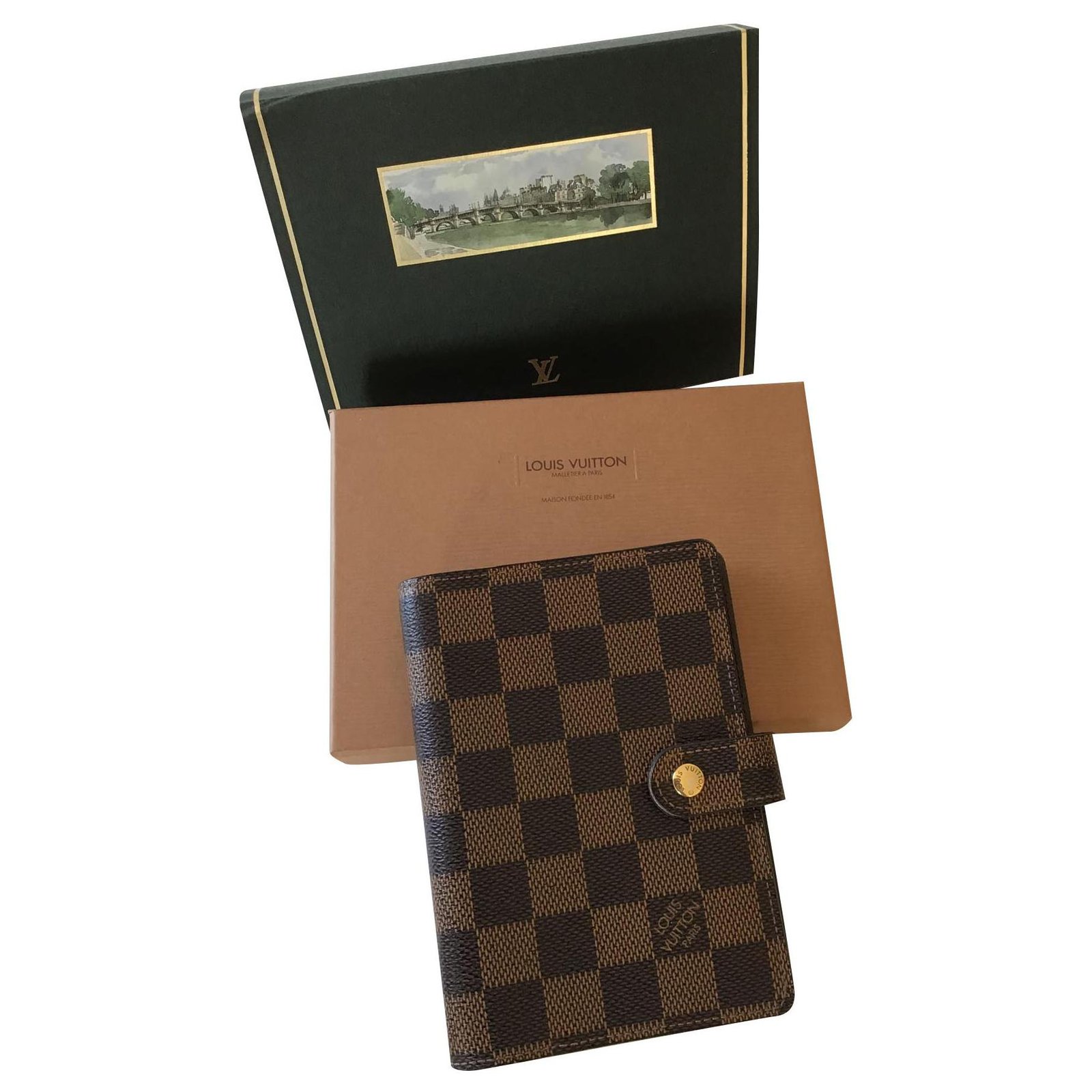 New Louis Vuitton PM checkered agenda Dark brown Cloth ref.184851