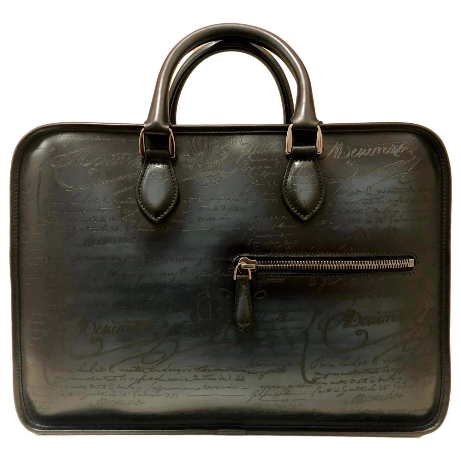 Berluti Scritto Un Jour Leather Briefcase Blue ref.184991 - Joli Closet