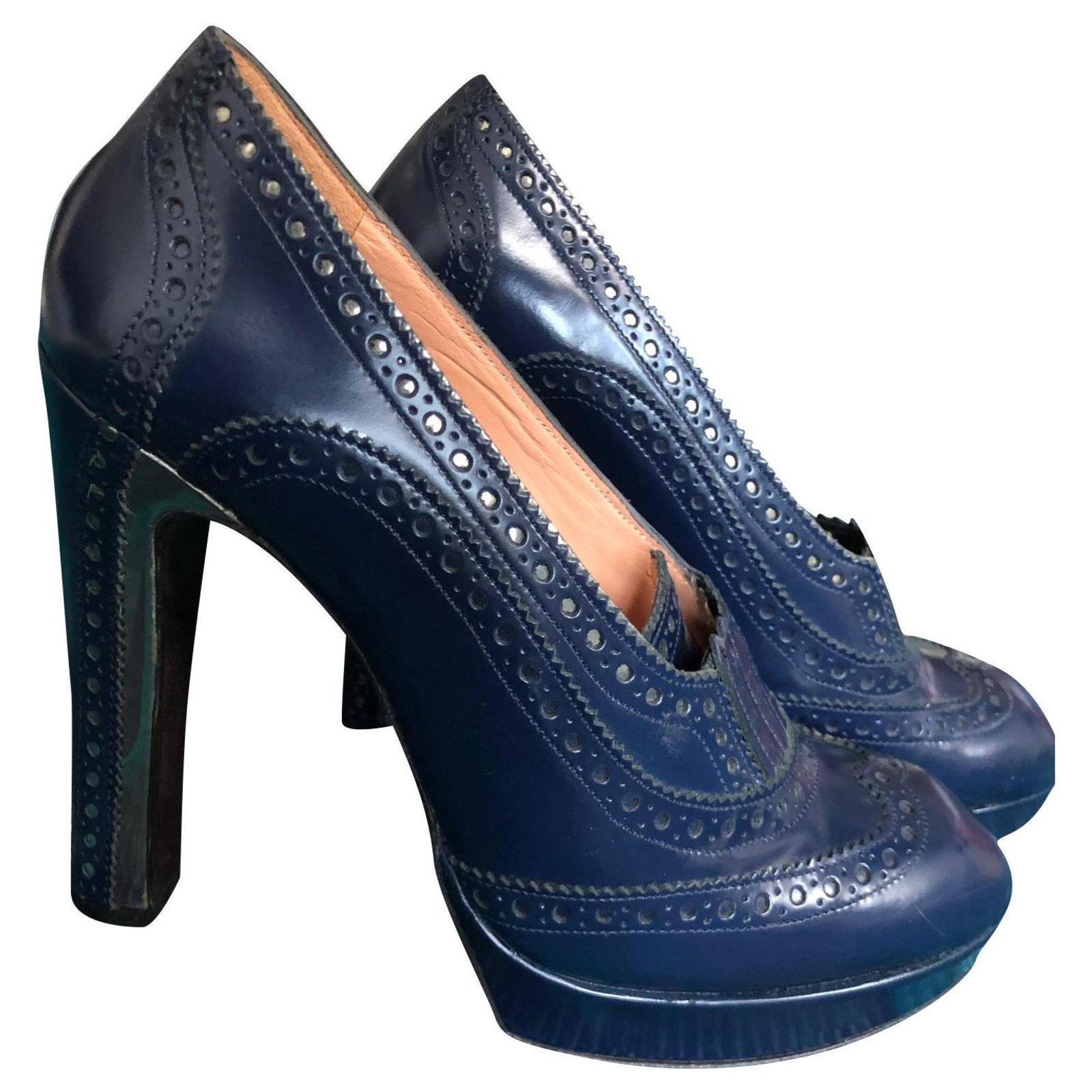 Robert Clergerie Pumps with high heels Navy blue Leather ref.185079 ...