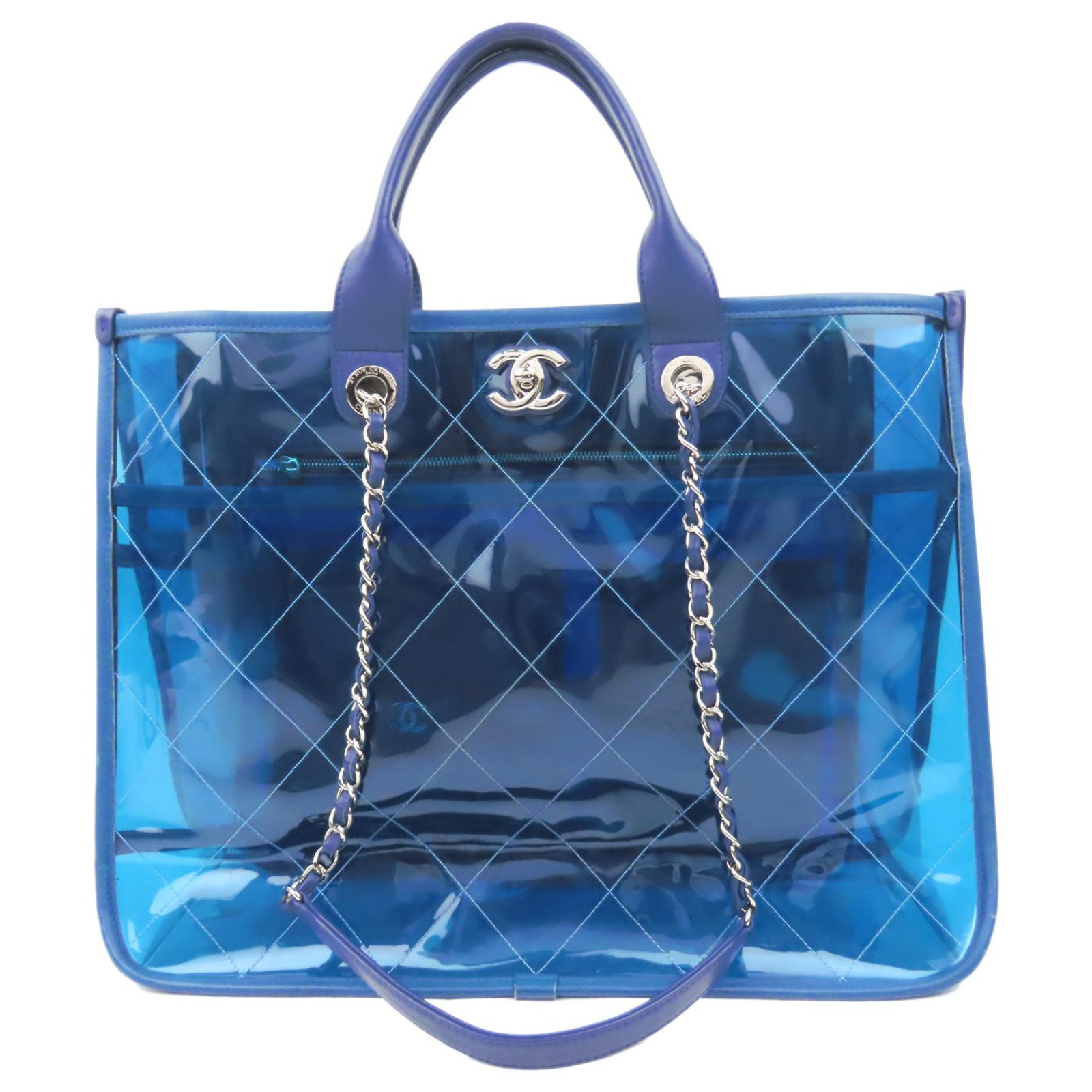 Chanel blue 2018 Quilted PVC Medium Coco Splash Shopping Tote