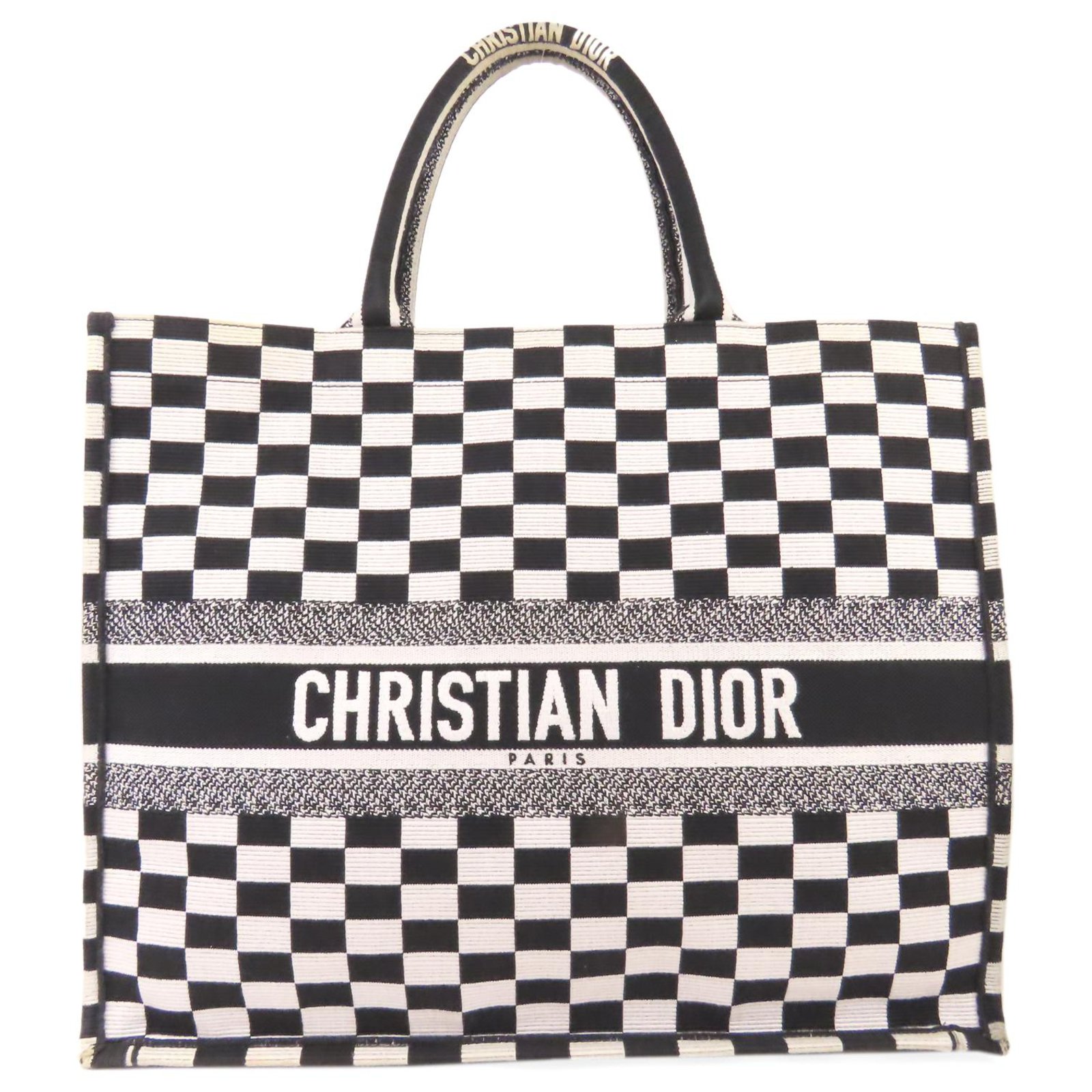Dior Dior Black Checkered Book Tote 