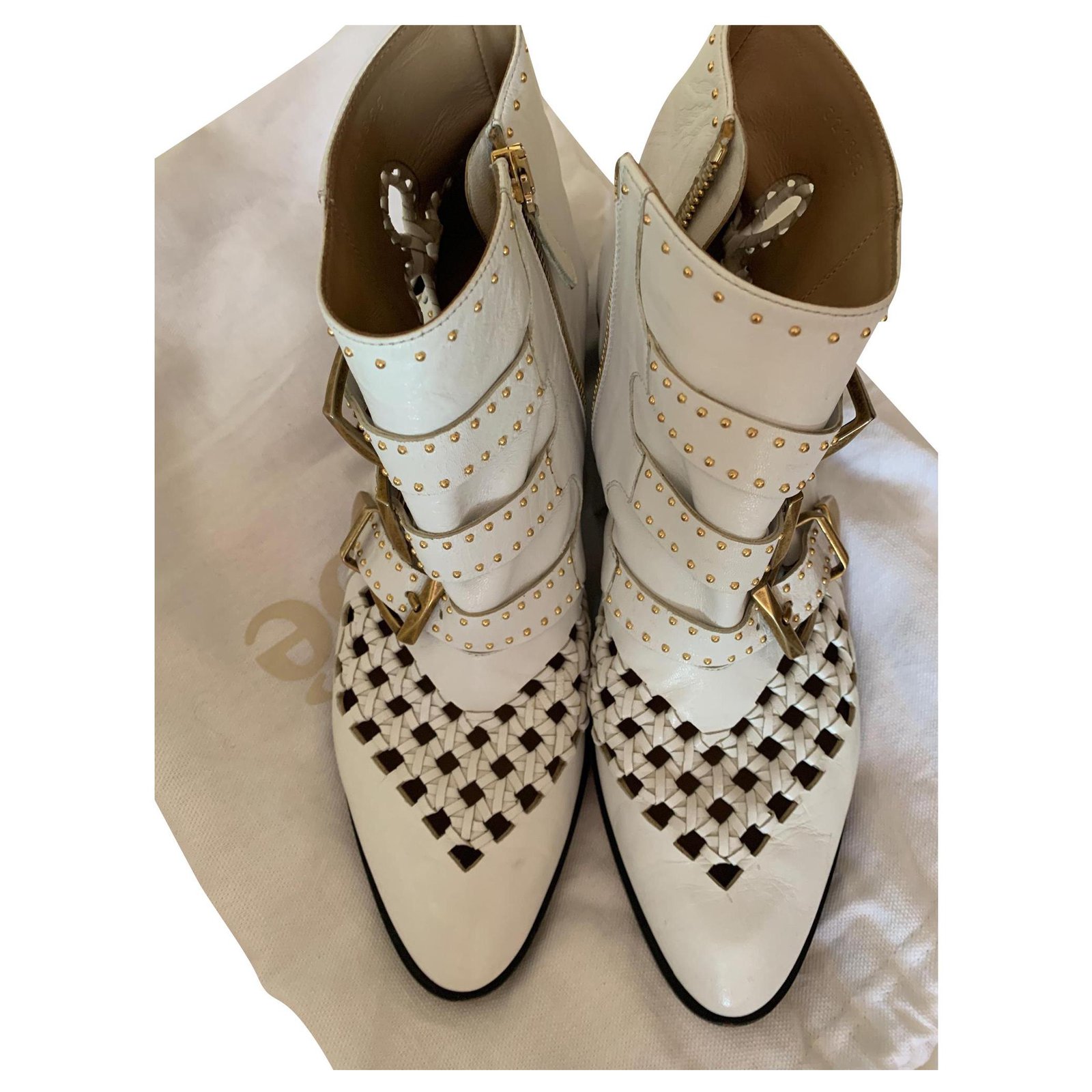 chloe white ankle boots