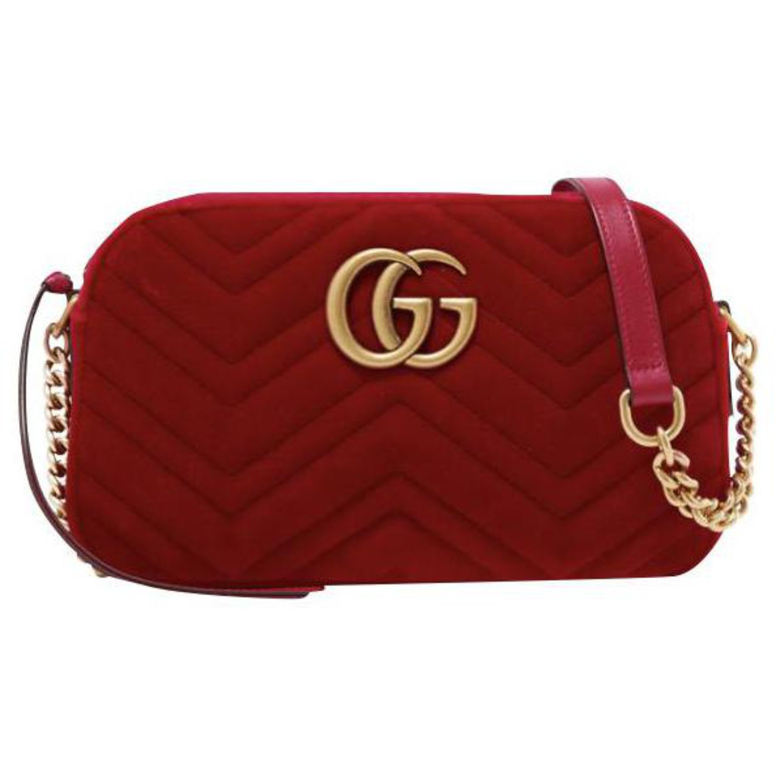 Gucci GG Marmont small quilted velvet shoulder bag Handbags Velvet Red ref.186157 - Joli Closet
