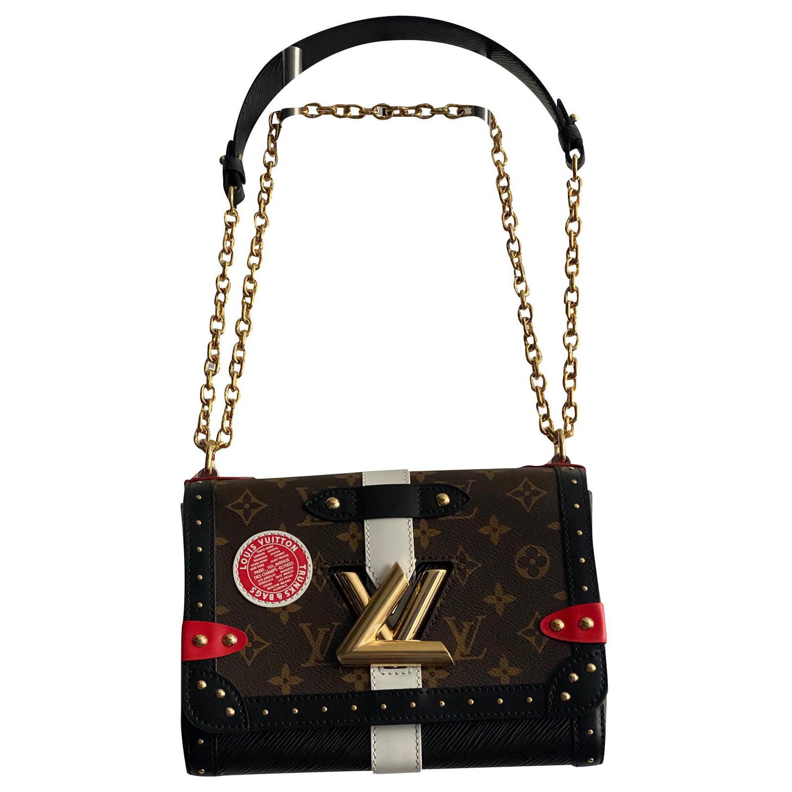 Louis Vuitton Black/Brown Studded Leather And Monogram Canvas