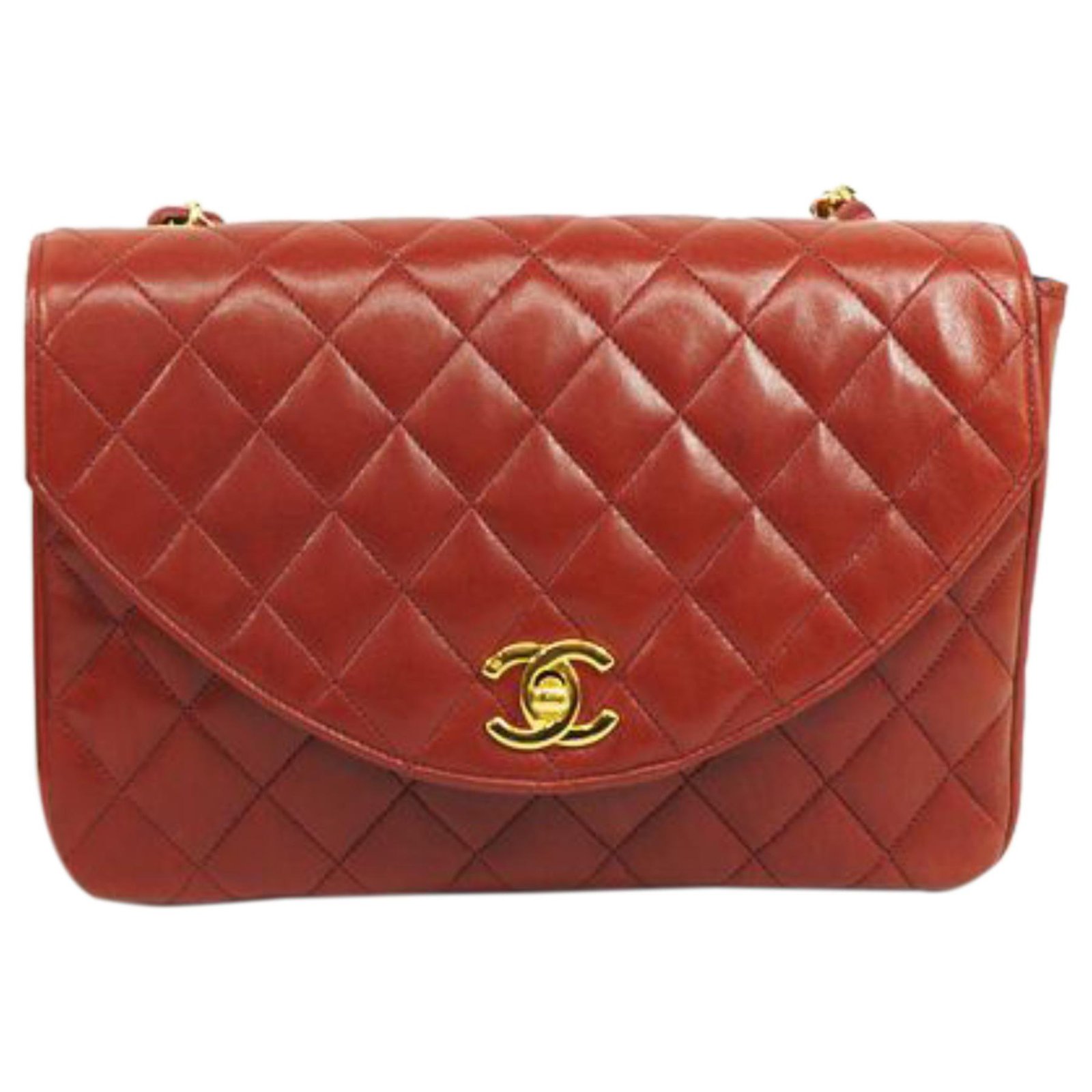 Chanel Red Small Lambskin Single Flap Bag Leather ref.186225