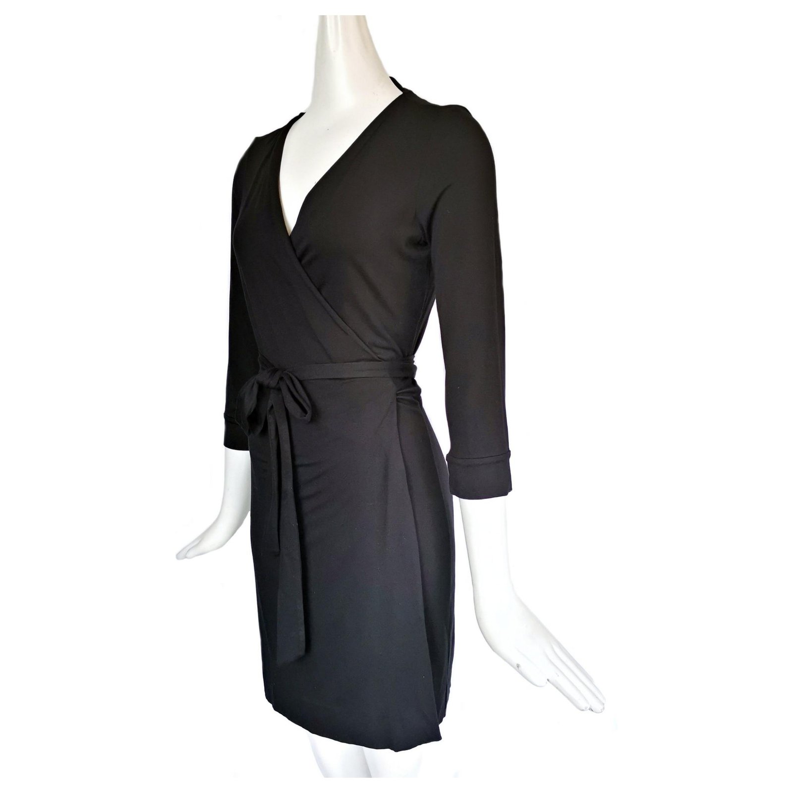 Diane Von Furstenberg Vintage DvF black wrap dress Nylon Rayon ref.186350 -  Joli Closet