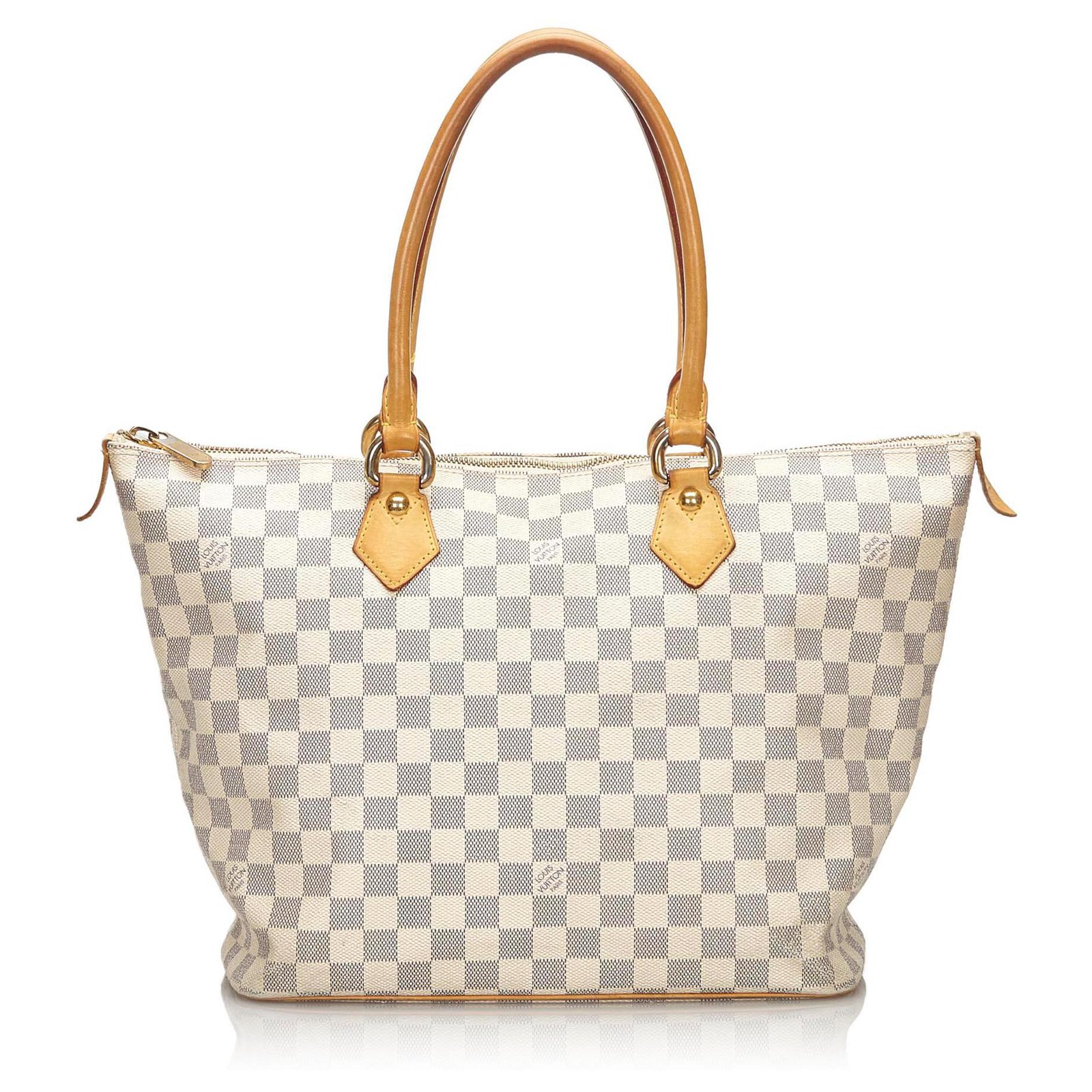 LOUIS VUITTON Damier Azur Saleya MM Ivory-Blue Canvas Tote Bag