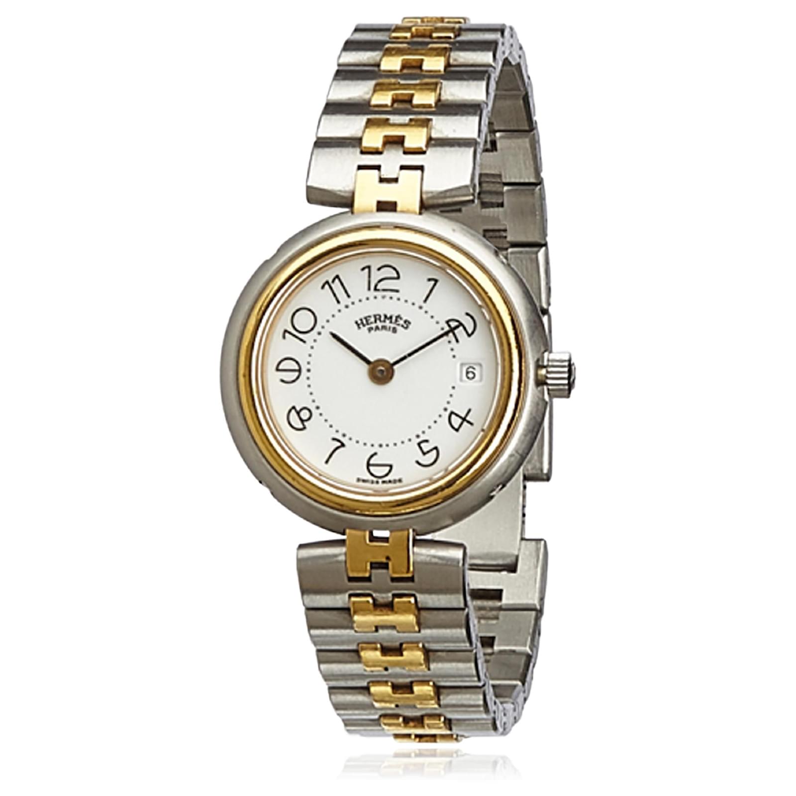 Hermès Orologio in oro Croisiere Hermes Argento D'oro Acciaio Metallo  ref.187005 - Joli Closet