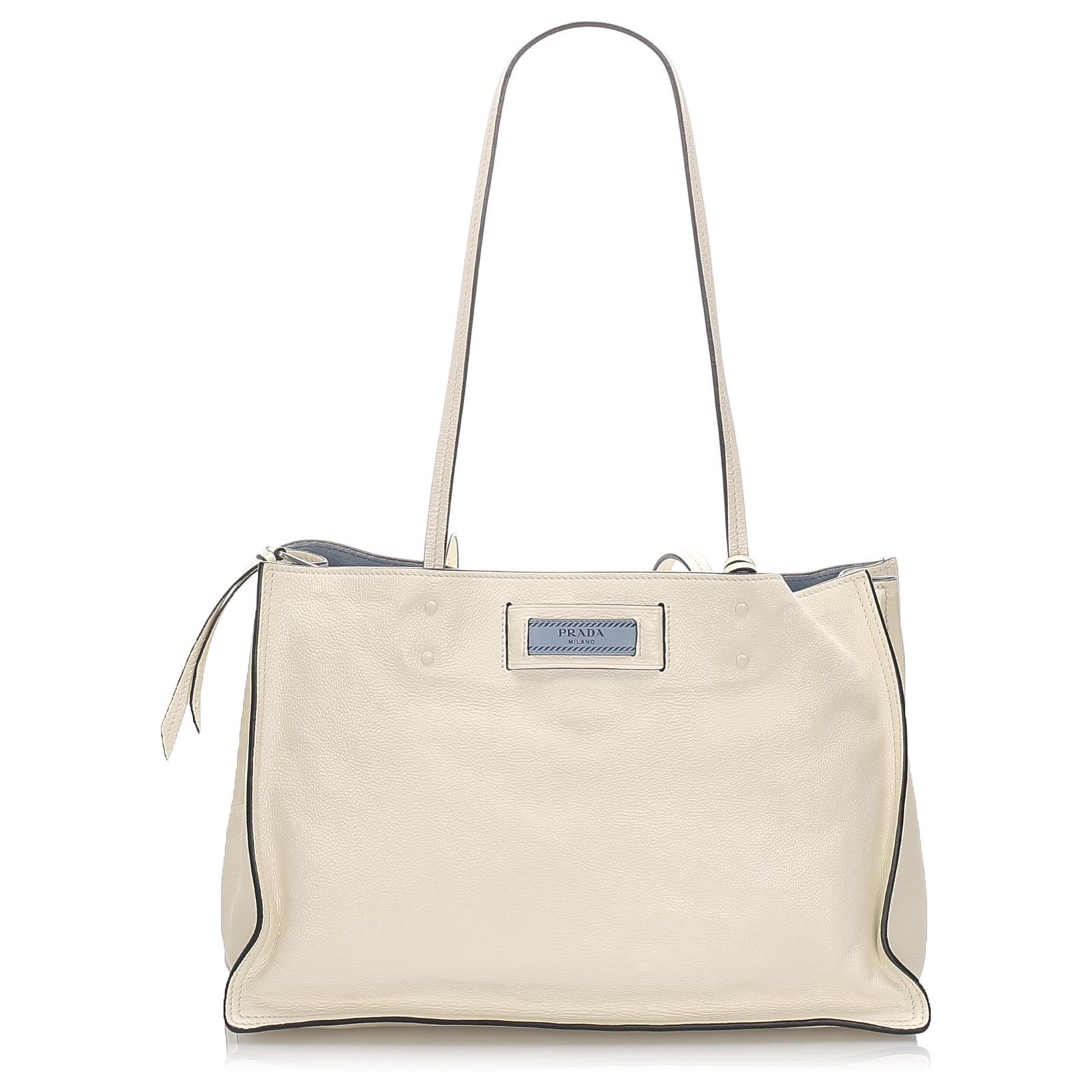 Prada White Leather Etiquette Tote Bag Pony-style calfskin  -  Joli Closet