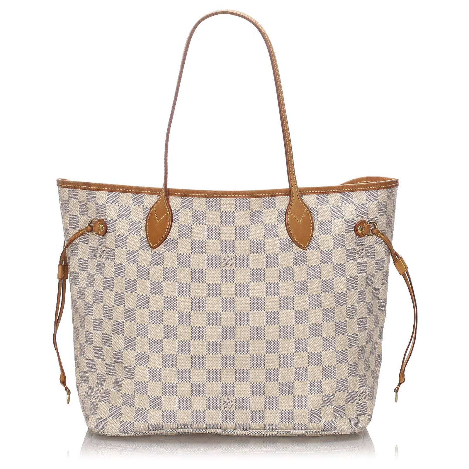 Cabas Louis Vuitton Louis Vuitton White Damier Azur Neverfull MM Cuir,Toile Blanc,Bleu ref ...