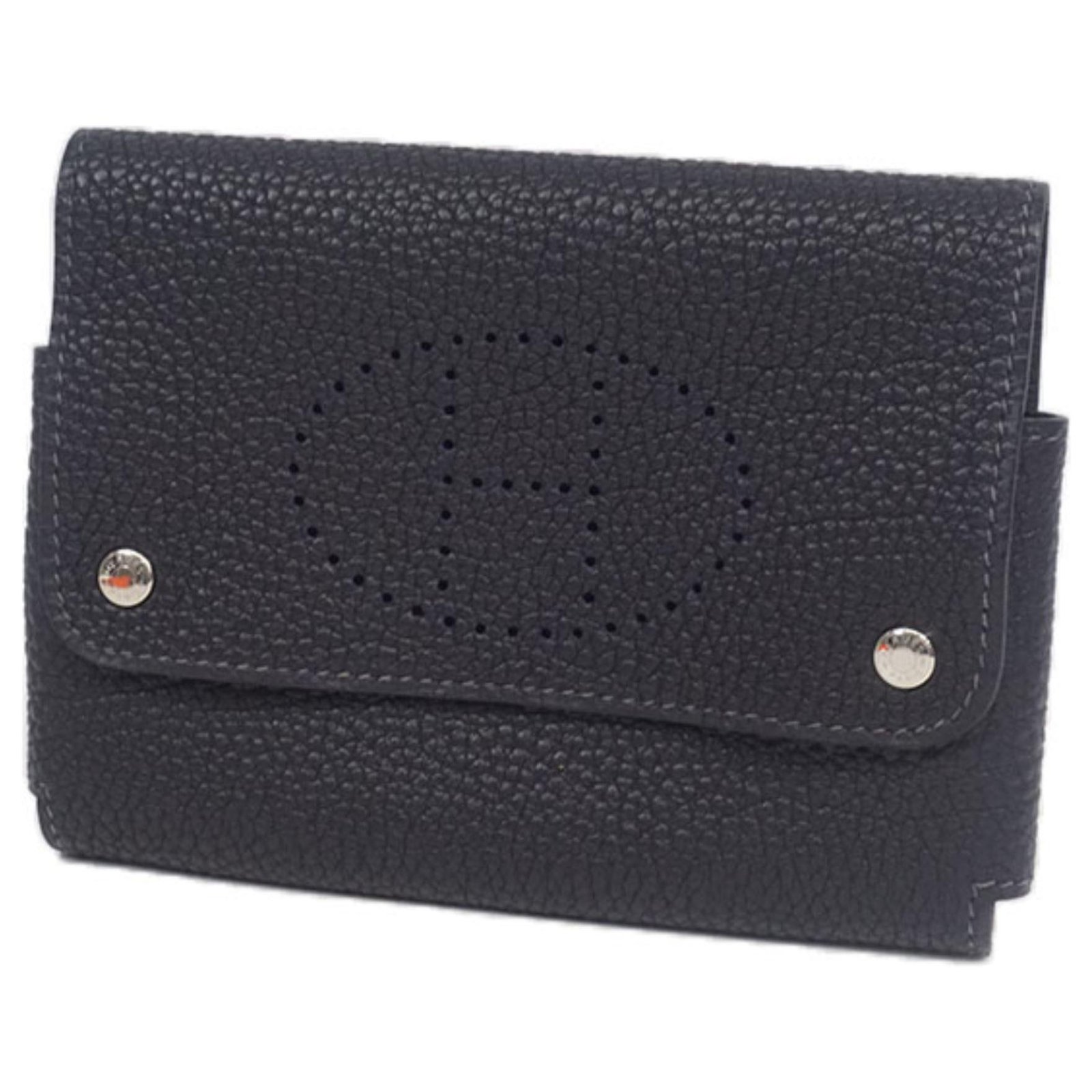 hermes black leather purse