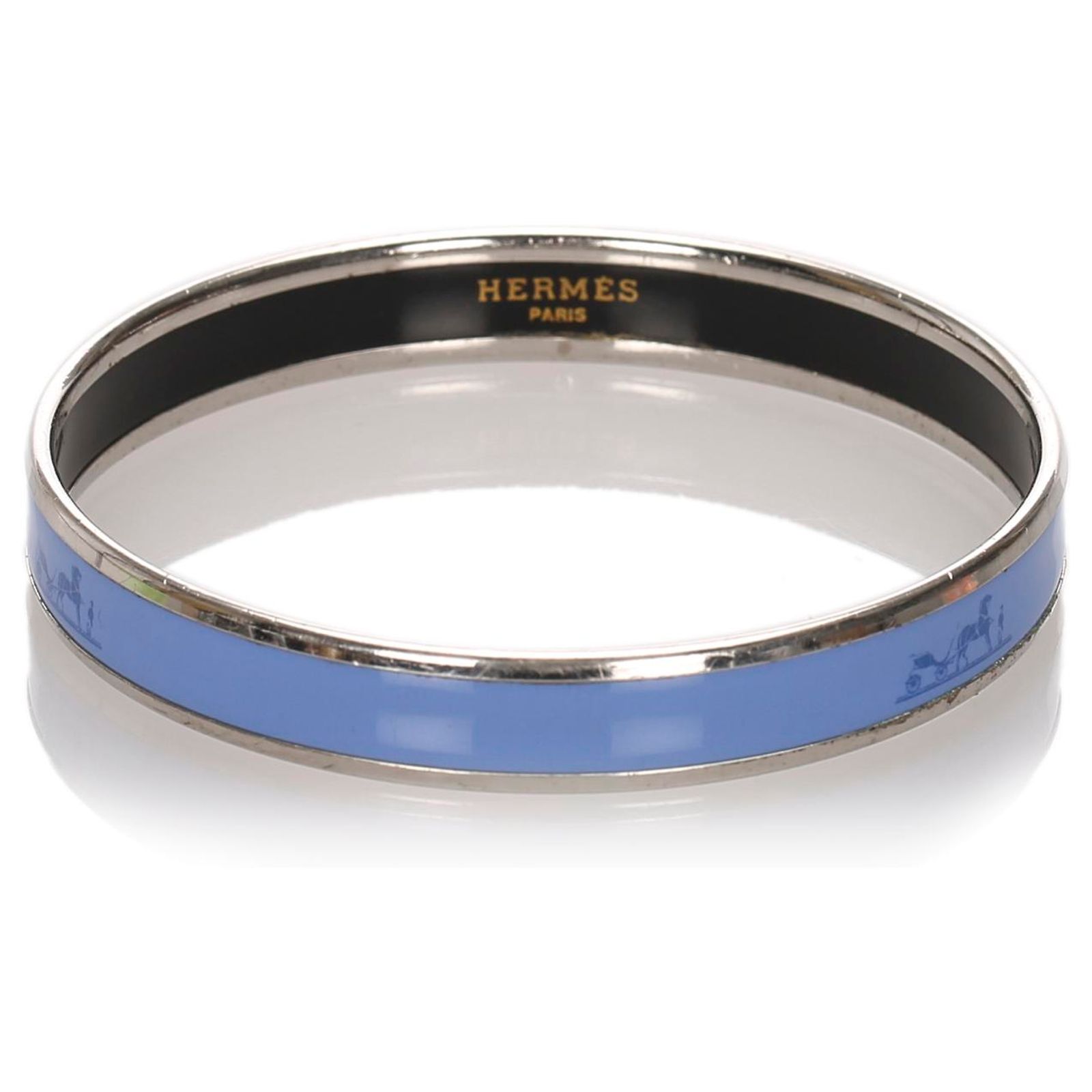 Bracelet Homme Jonc HERMÈS Tokyo - Cuir Bleu Et Acier - Neuf Sans Emballage