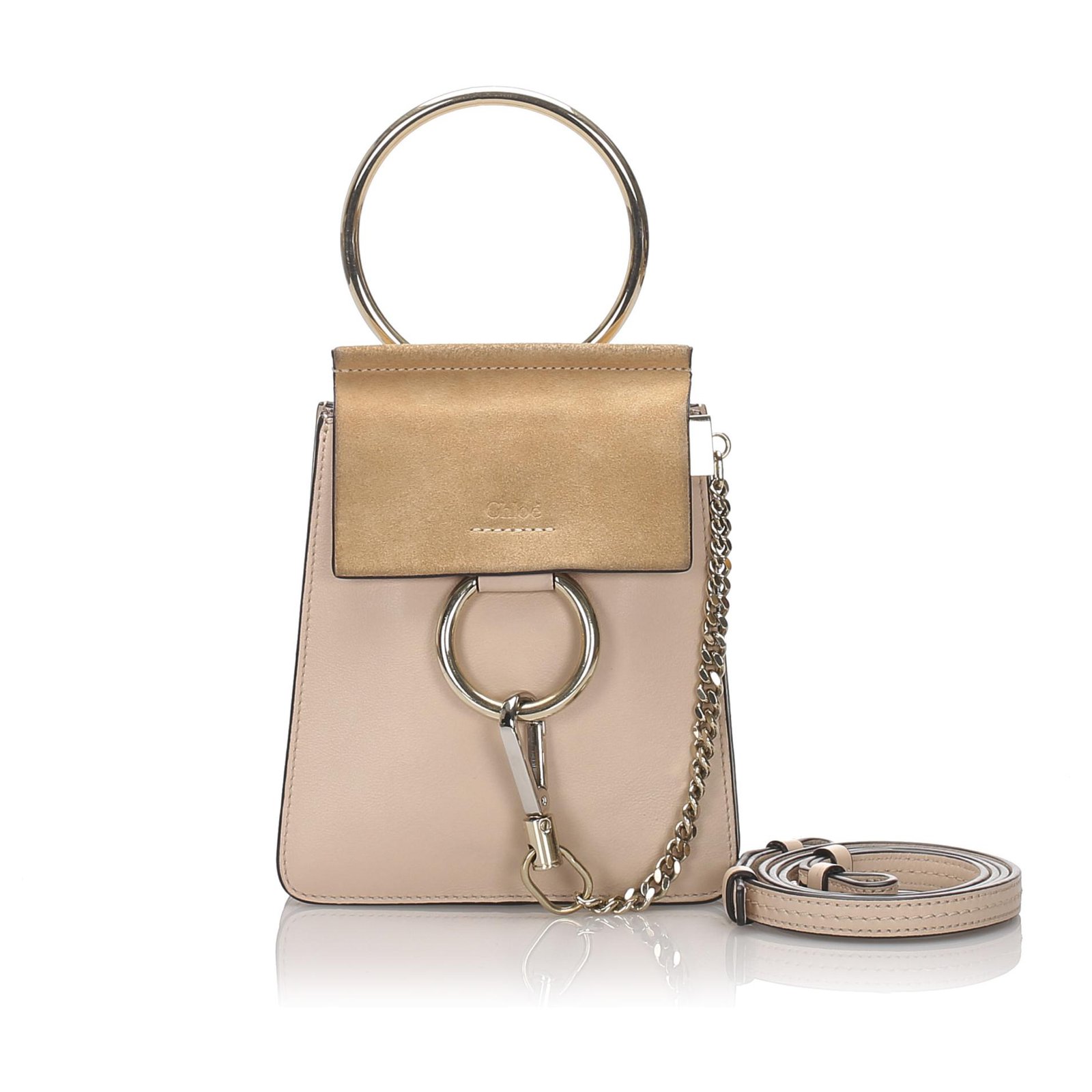 Chloé Chloe Brown Mini Faye Bracelet Crossbody Bag Beige Suede Leather  Pony-style calfskin Cloth ref.187324 - Joli Closet