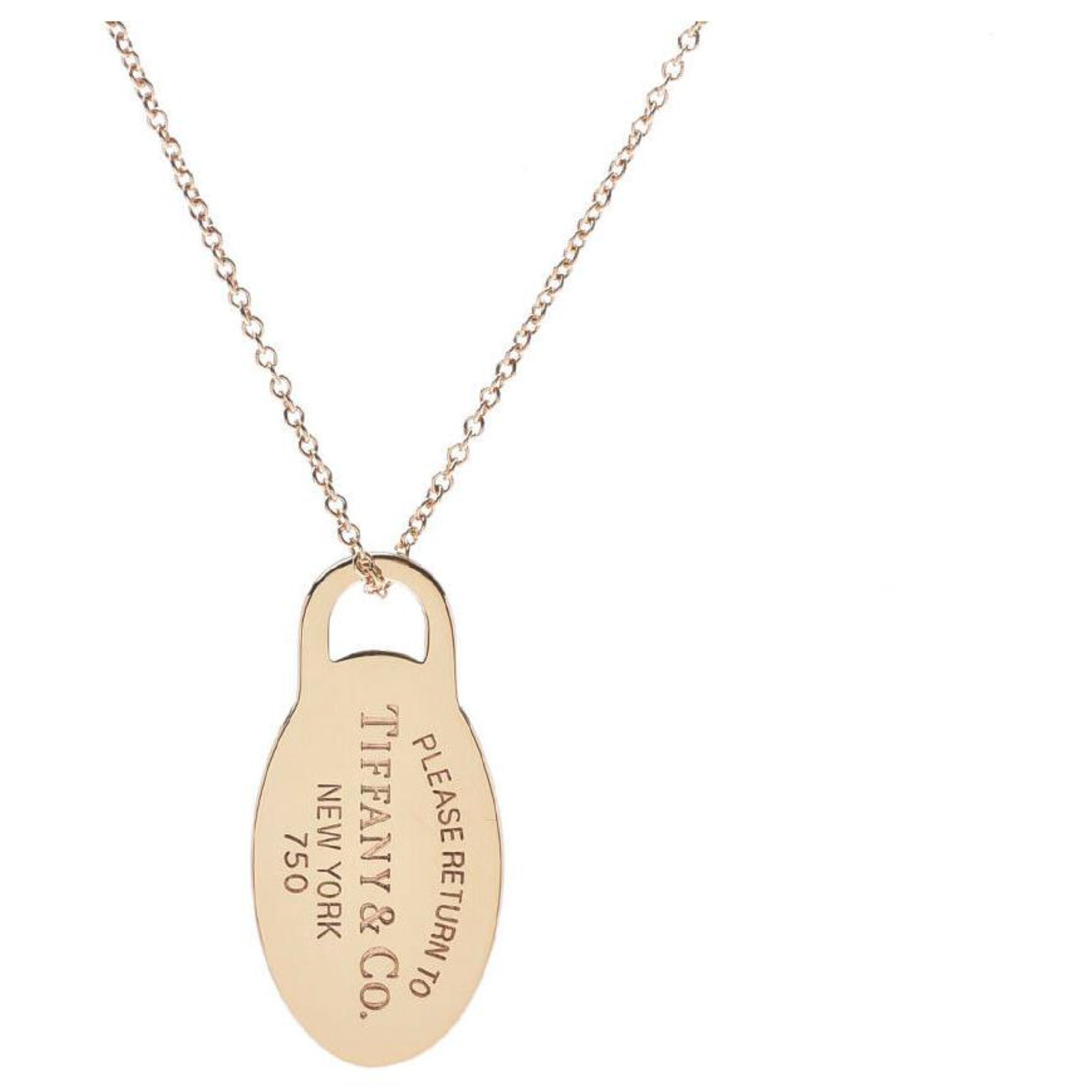 Tiffany and co store oval tag necklace