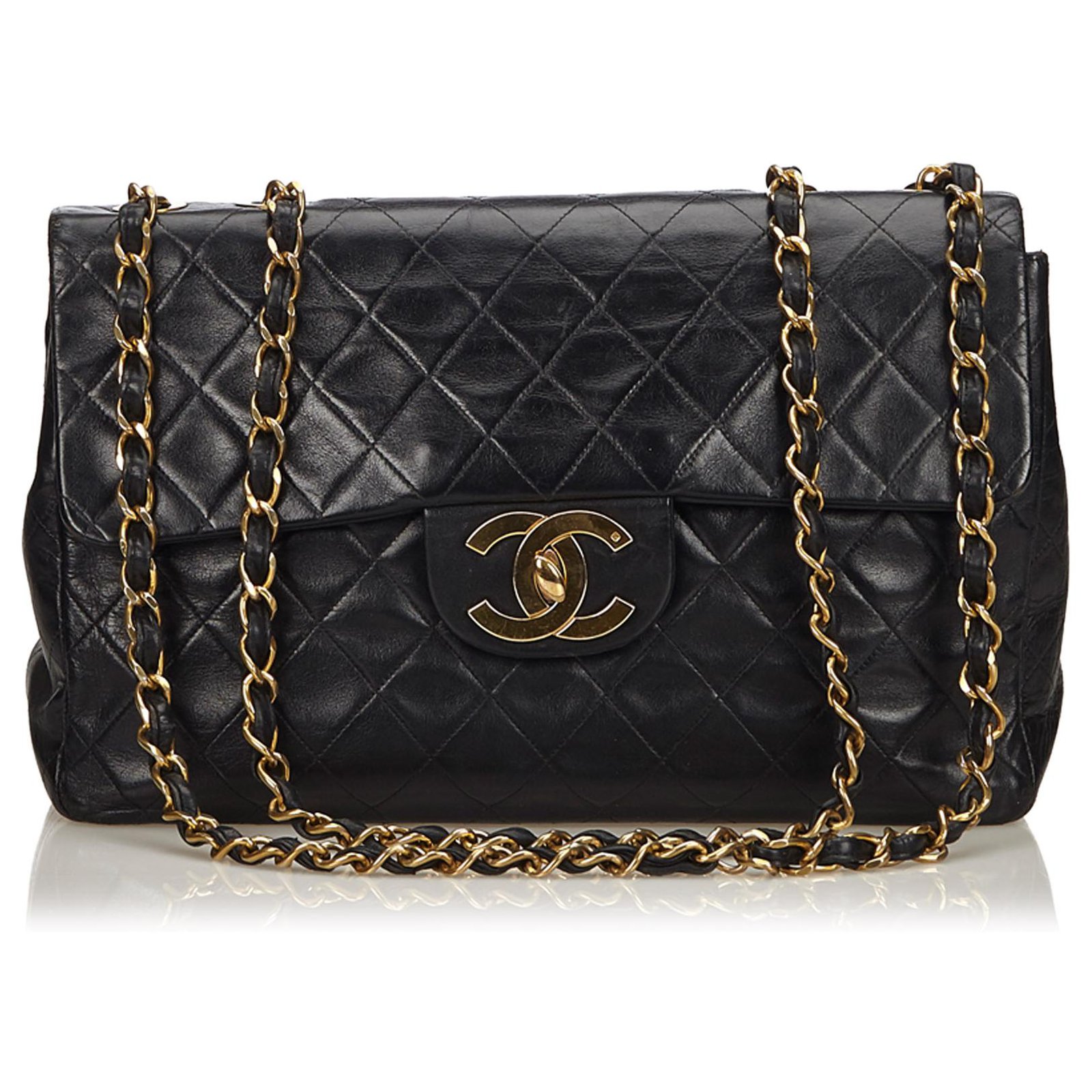 Chanel Black Jumbo Classic Single Flap Bag Leather ref.187599 - Joli Closet