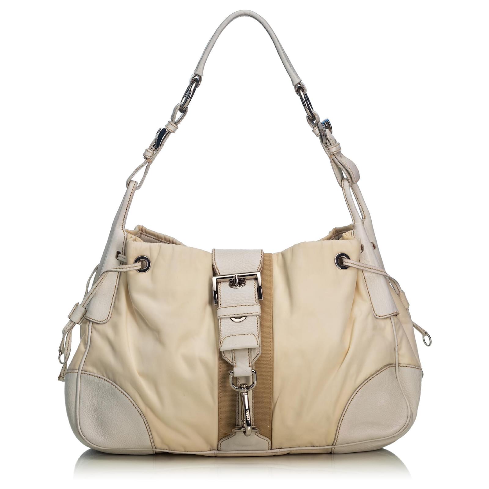 prada white nylon shoulder bag