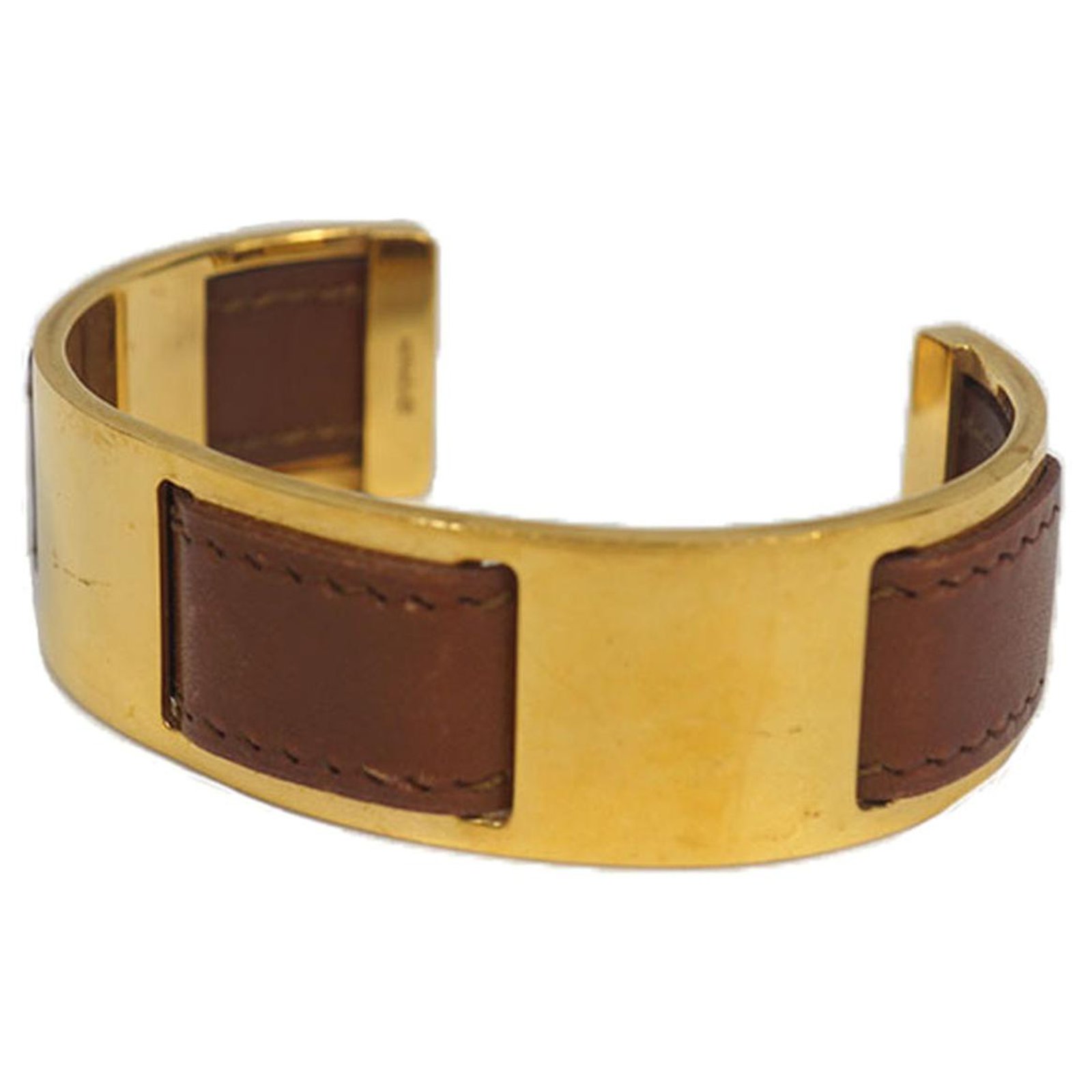 Hermès Hermes Brown Jumbo Hook Leather Bracelet Golden Metal Pony-style  calfskin ref.224643 - Joli Closet