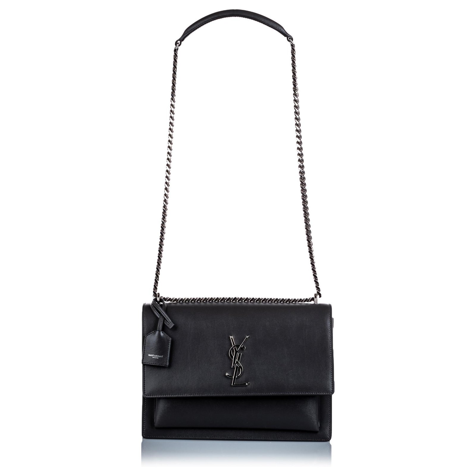 Autre Marque YSL Black Large Leather Sunset Shoulder Bag Pony-style  calfskin ref.187828 - Joli Closet