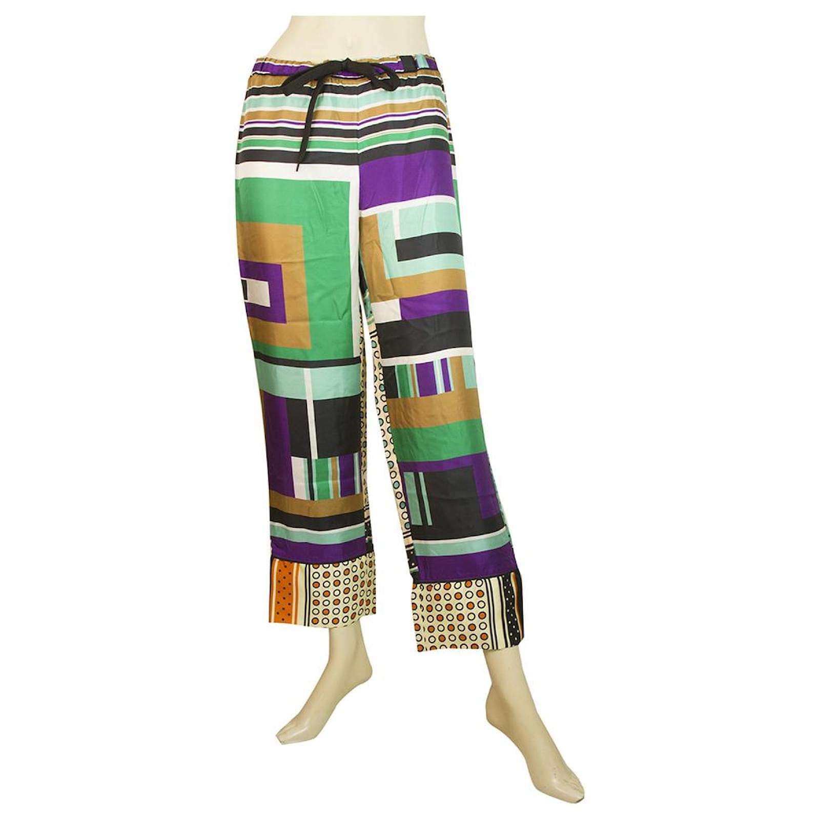 Marni 100% Pantaloni estivi ritagliati fantasia geometrica mulicolored di  seta 42 Multicolore ref.188301 - Joli Closet