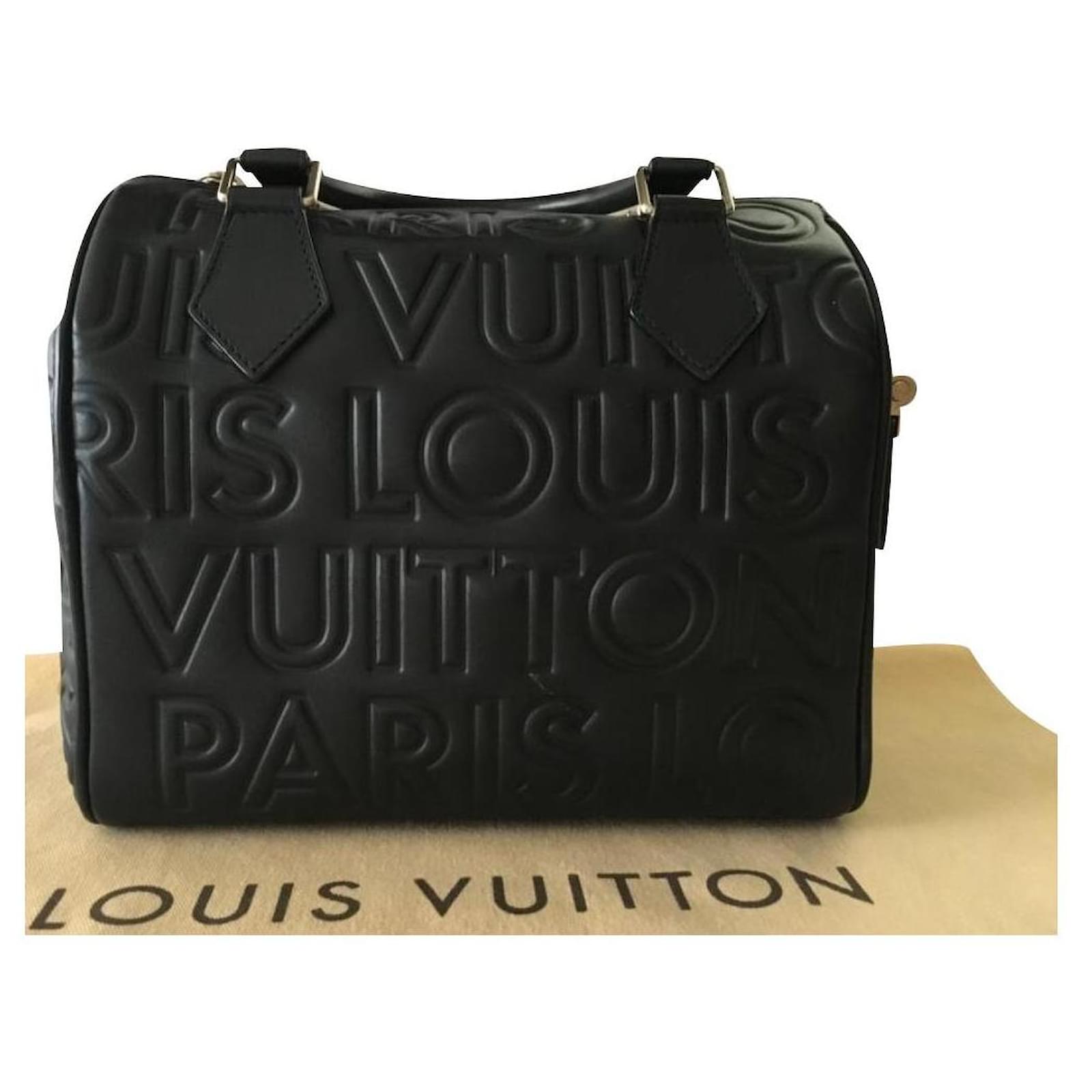 Louis Vuitton Paris Speedy Cube Bag Embossed Leather 30 Black