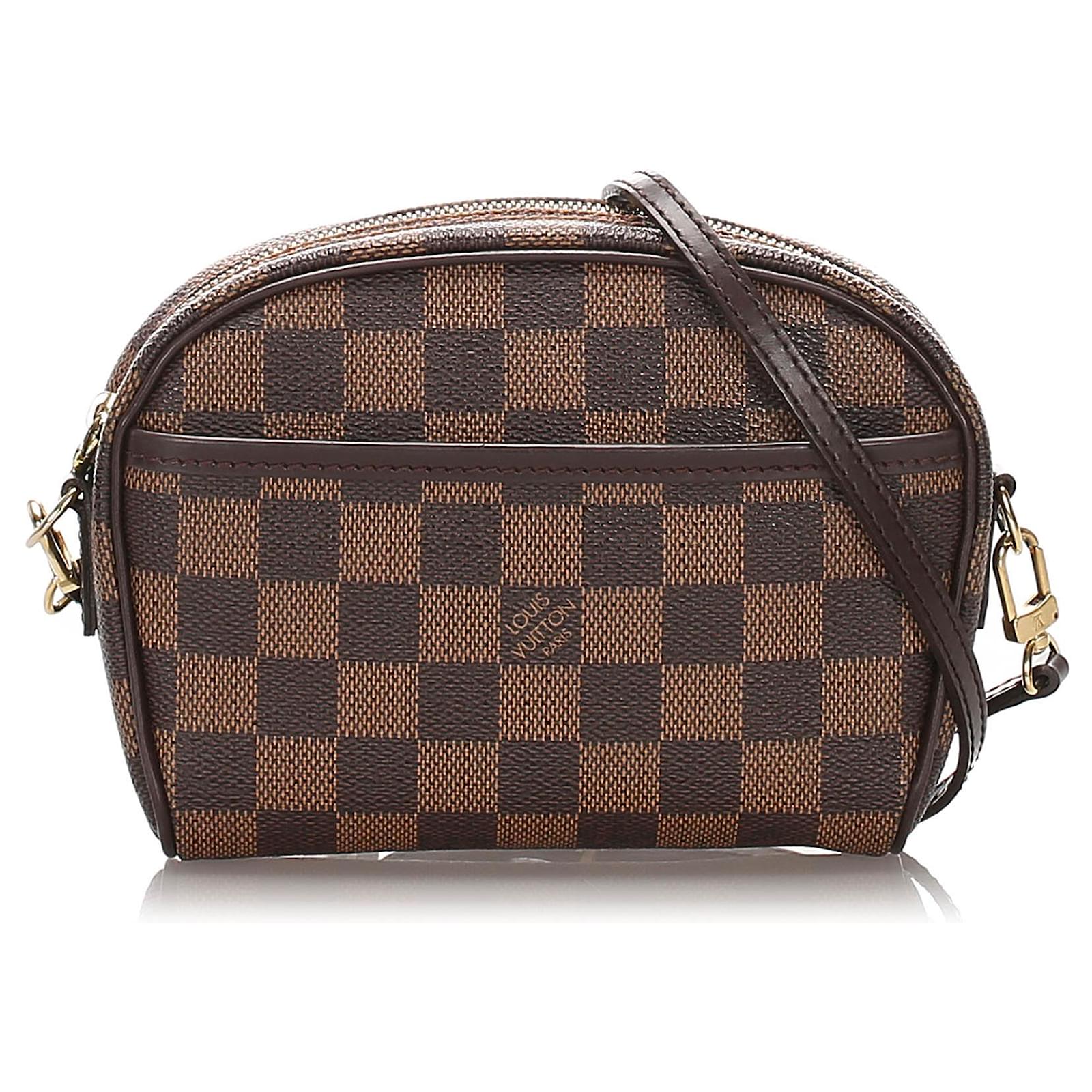 Louis Vuitton Pochette Ipanema Damier Eb?�ne Marron Cuir Toile Veau fa?�on poulain ref.188479 
