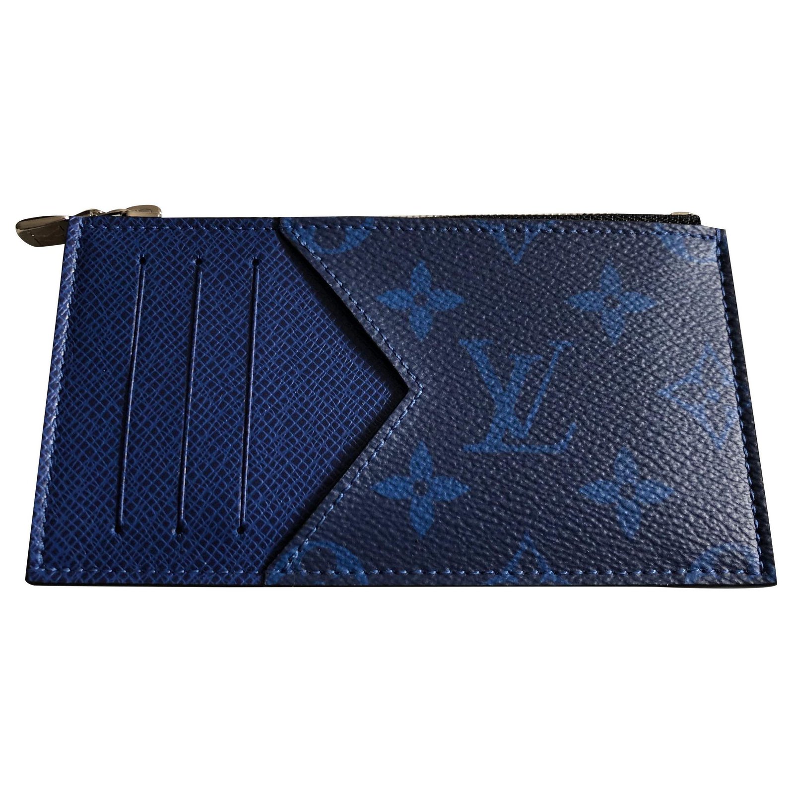 coin card holder leather small bag Louis Vuitton Blue in Leather