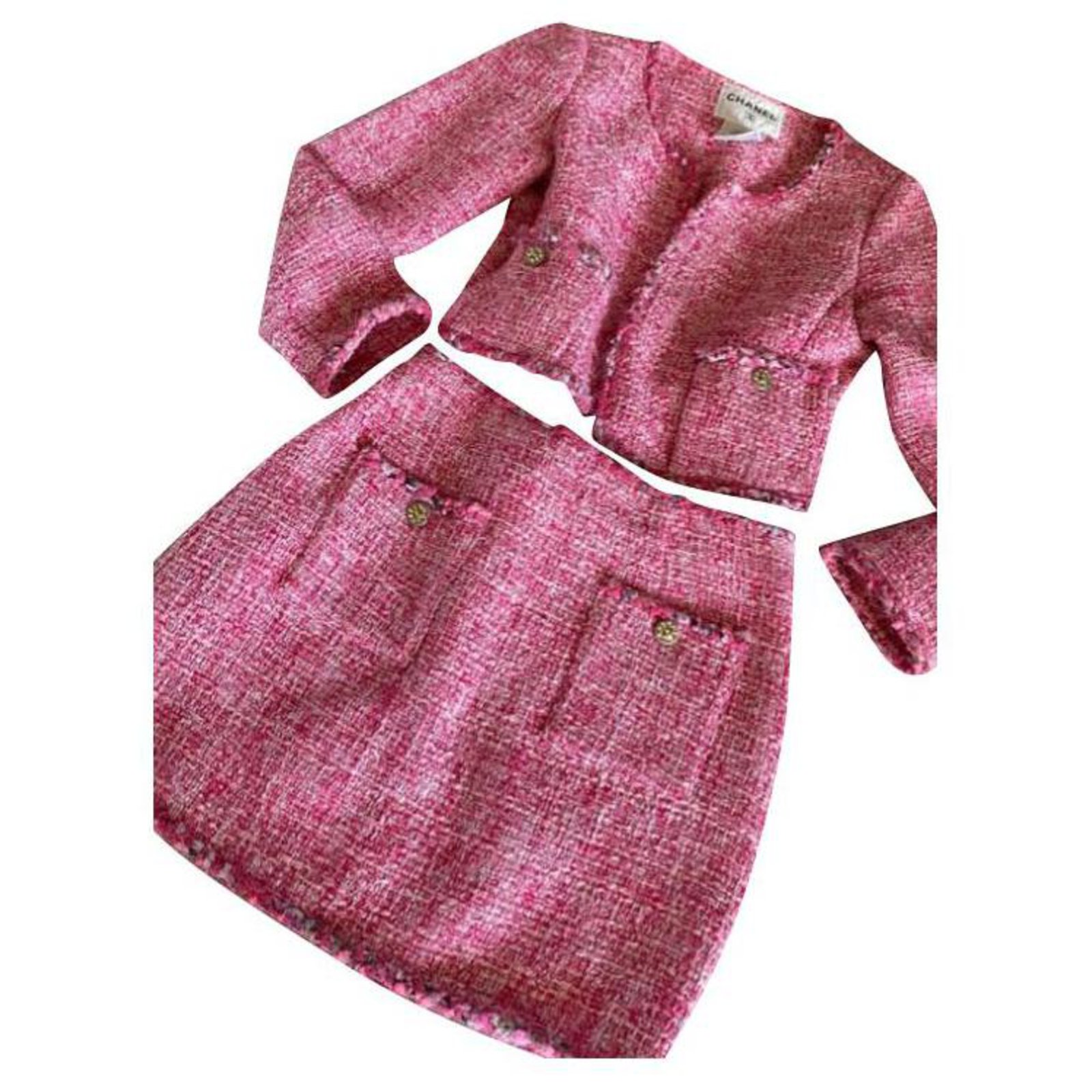 chanel pink tweed set